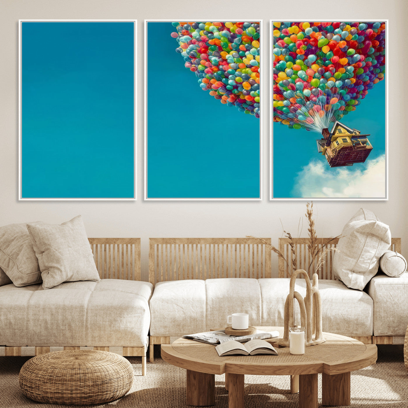 MGV-FC-60X30-3P - Carl Fredricksen, Up Movie Wall Art, Colorful Balloon House Art | Whimsical Wall Decor for Living