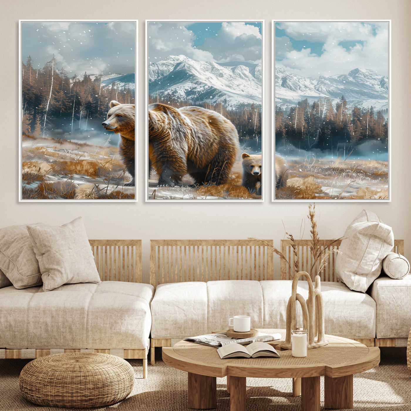 MGV-FC-60X30-3P - Bear and Baby Bear Wall Art Canvas Print