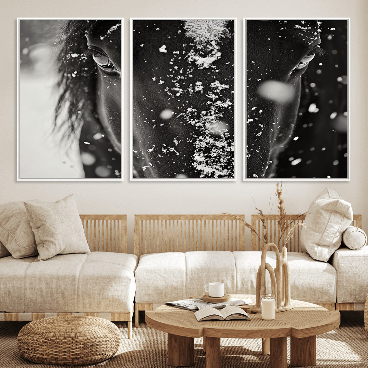 73281-MGV-CV-36X24-Winter Horse Snow Wall Art Canvas Print