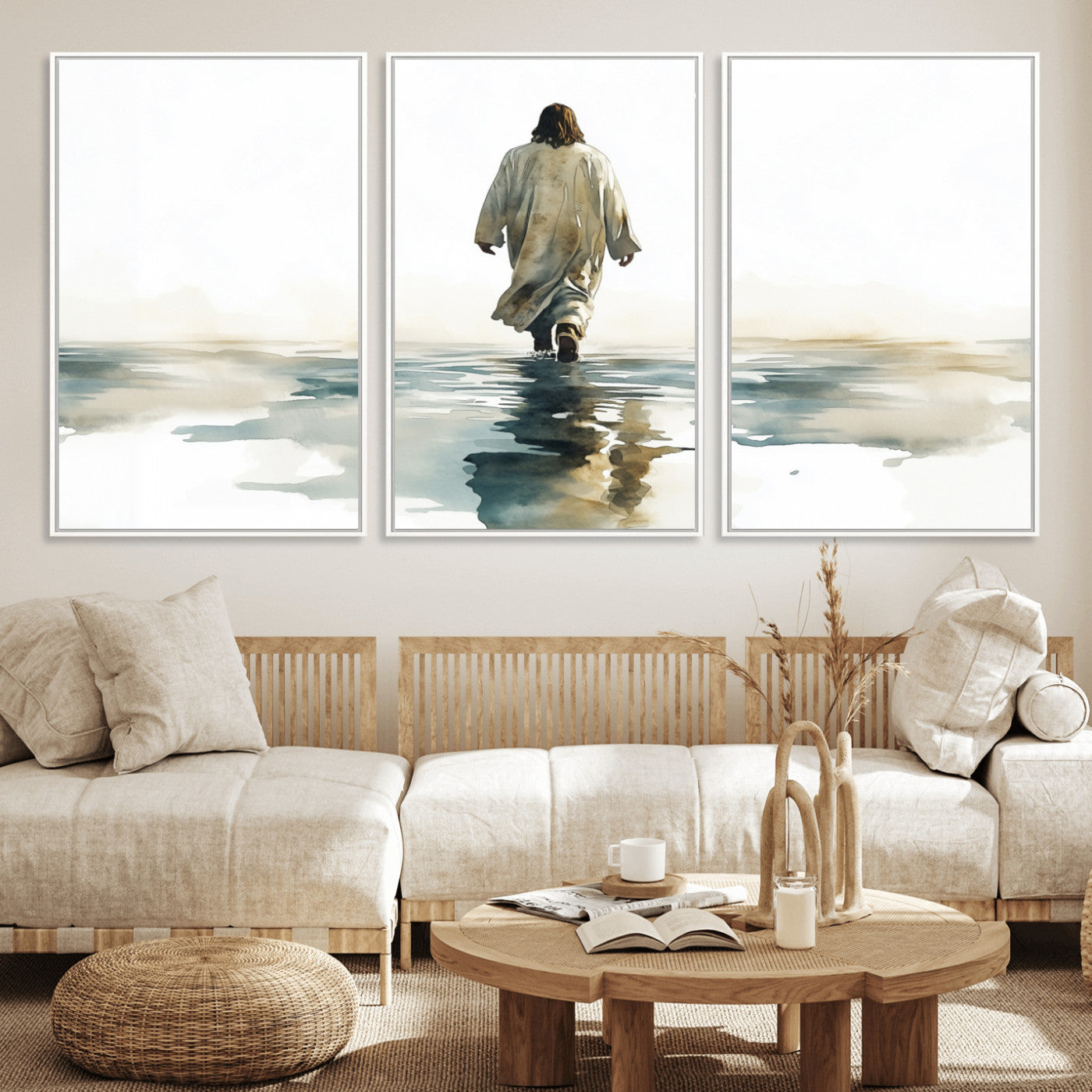 MGV-FC-60X30-3P - Abstract Jesus Wall Art Canvas Print, Christian Wall Art, Jesus Christ Walking