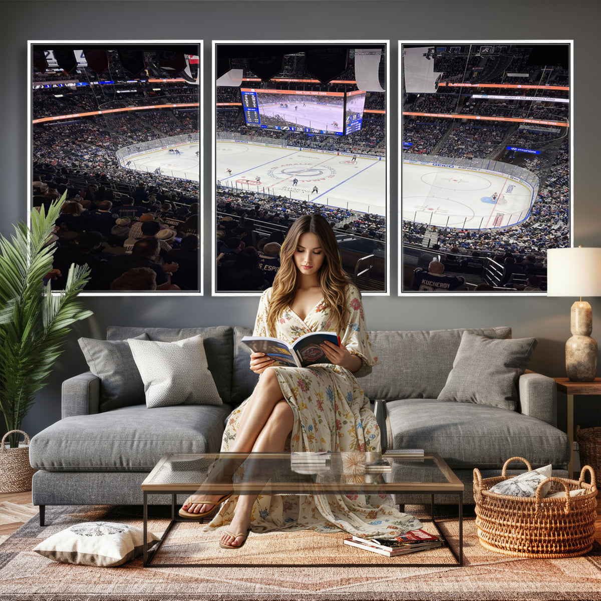 51641-MGV-CV-36X24 - Amalie Arena Florida Wall Art Canvas Print, NHL Hockey, Framed and Ready to Hang