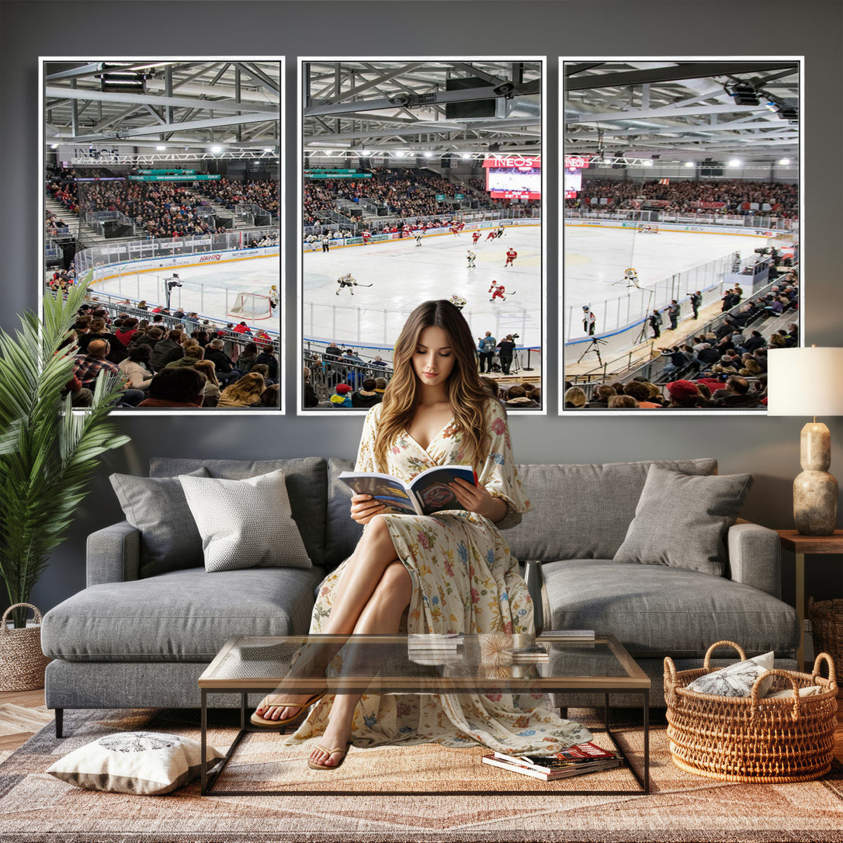 79352-MGV-CV-36X24 - Lausanne Arena Ice Hockey Stadium Wall Art Canvas Print