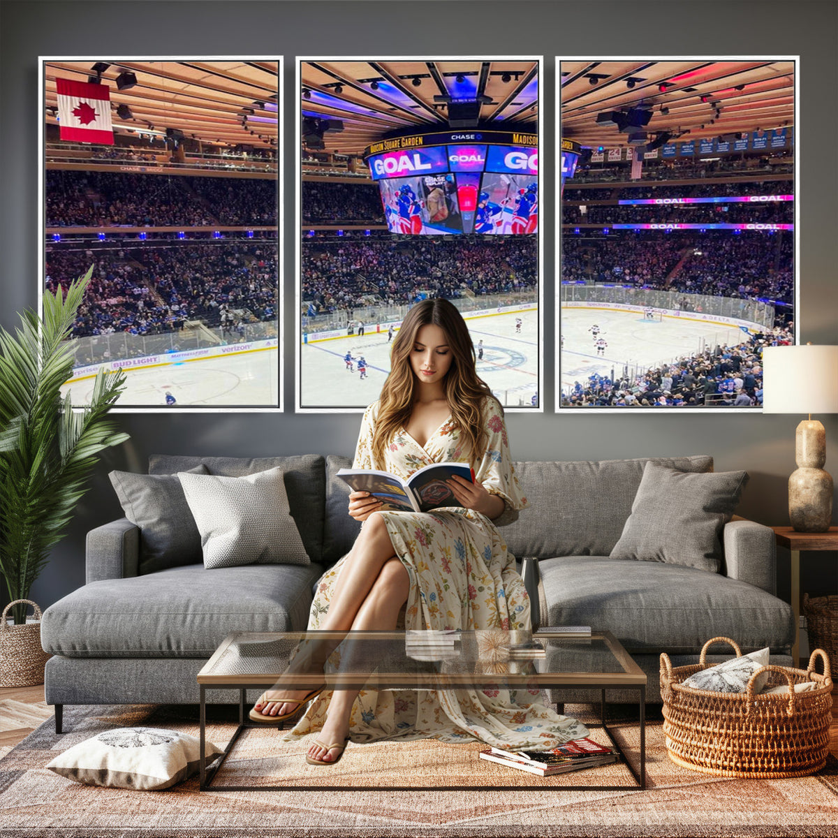 36401-MGV-CV-36X24 - Madison Square Garden New York Rangers Hockey Stadium Wall Art Canvas
