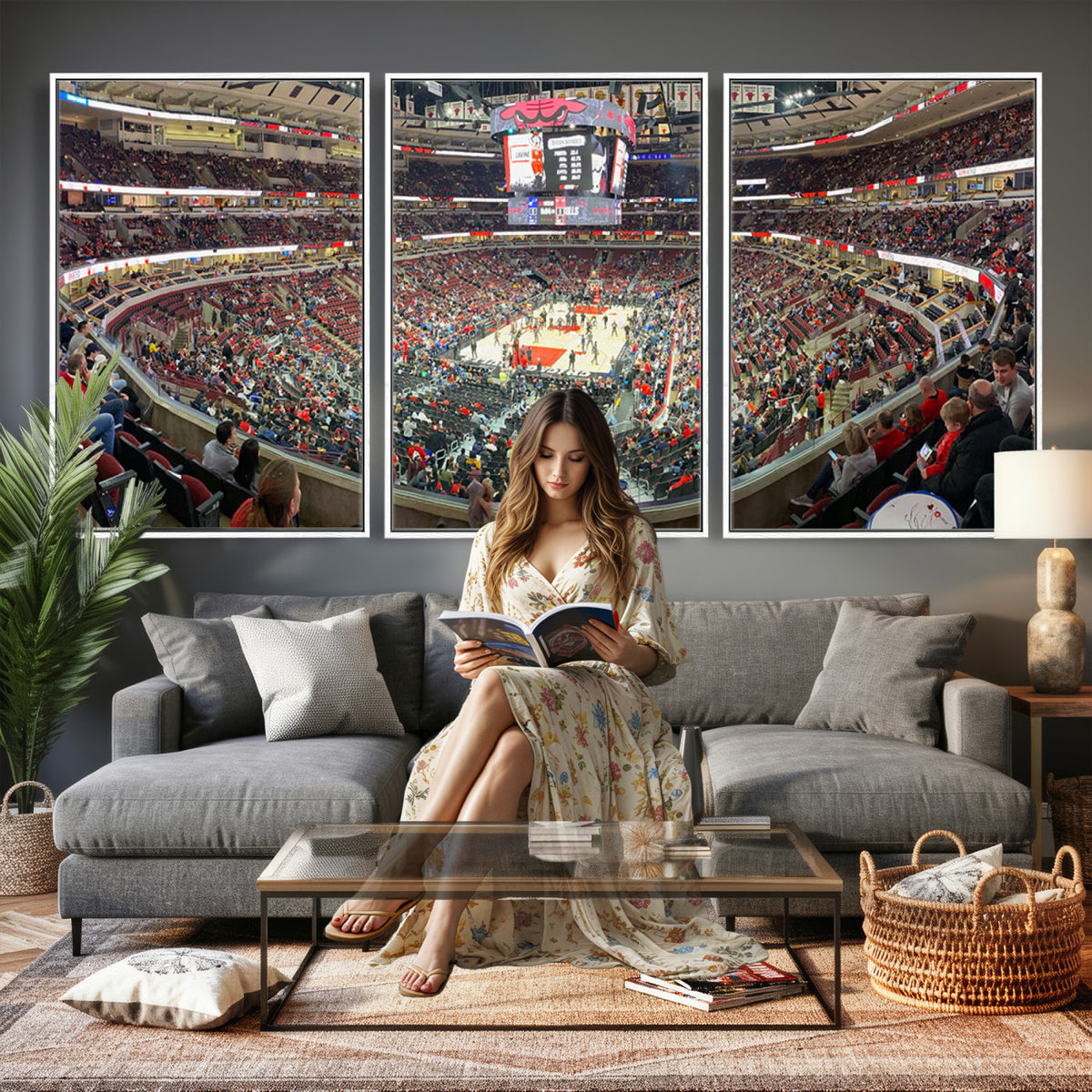 43481-MGV-CV-36X24 - United Center Chicago Bulls Stadium Wall Art Canvas Print