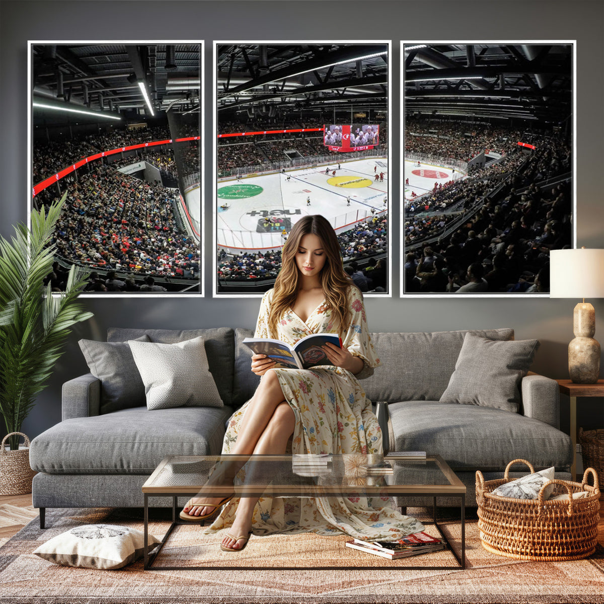 46282-MGV-CV-36X24 - Vaudoise Lausanne Ice Hockey Arena Stadium Wall Art Canvas