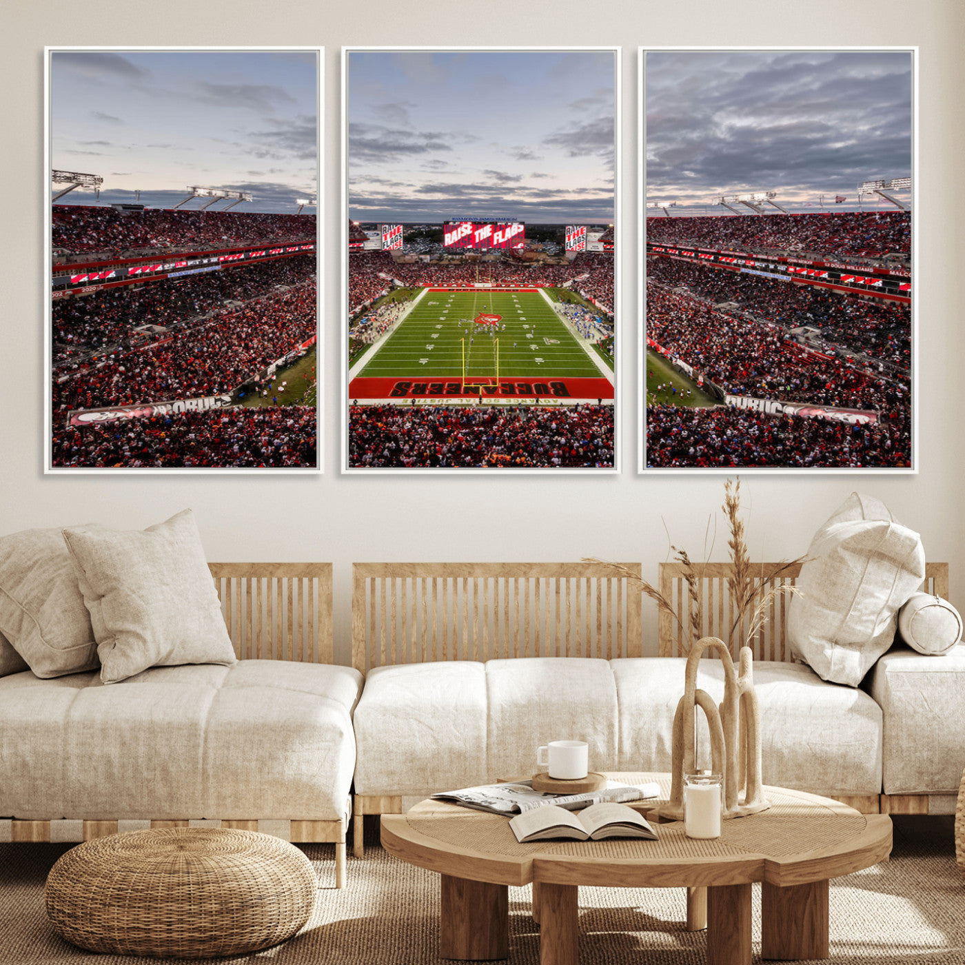 MGV-FC-60X30-3P - Florida Tampa Raymond James Stadium Wall Art Canvas Print - NFL Football Stadium Print Canvas