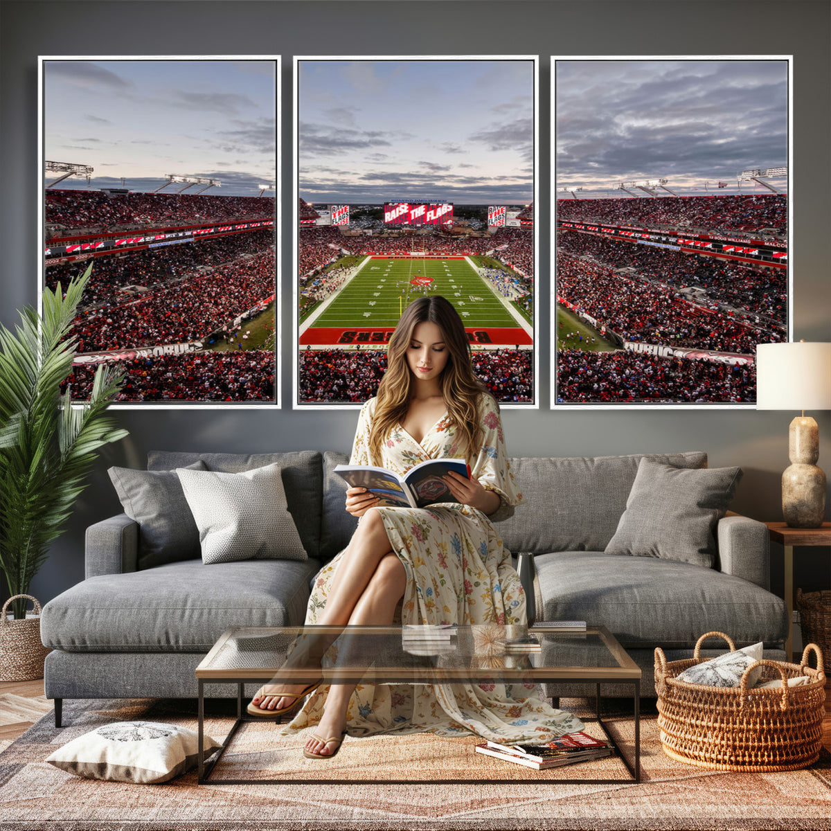 35698-MGV-CV-36X24 - Florida Tampa Raymond James Stadium Wall Art Canvas Print - NFL Football Stadium Print Canvas