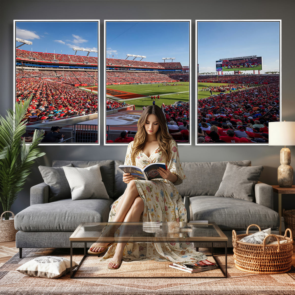 65229-MGV-CV-36X24 - Florida Tampa Raymond James Stadium Wall Art Canvas Print - NFL Football Stadium Print