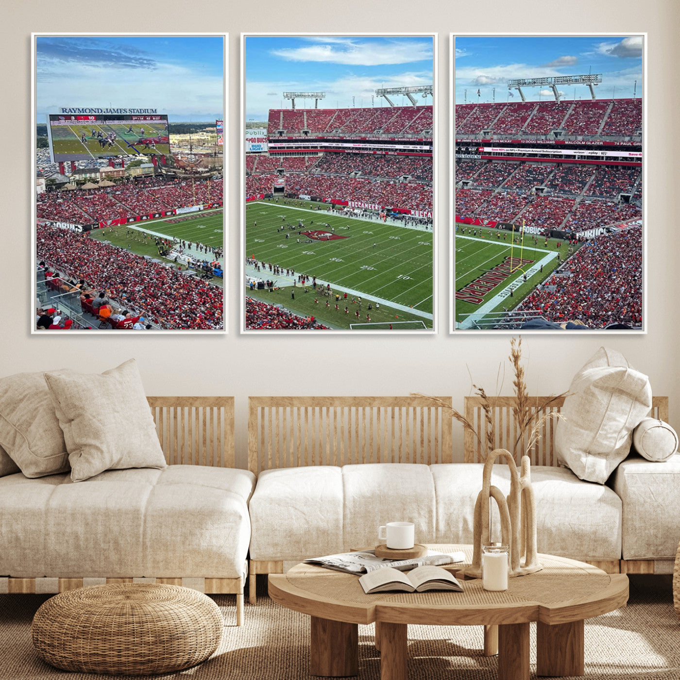 MGV-FC-60X30-3P - Florida Tampa Raymond James Stadium Wall Art Canvas Print - NFL Football Stadium Print Canvas