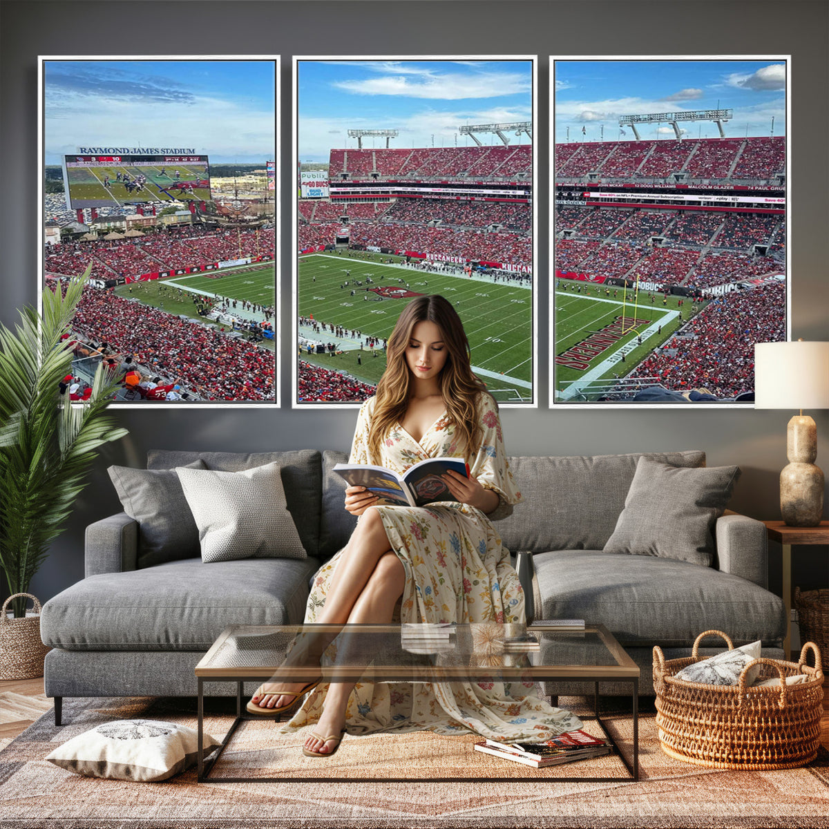 52828-MGV-CV-36X24 - Florida Tampa Raymond James Stadium Wall Art Canvas Print - NFL Football Stadium Print Canvas
