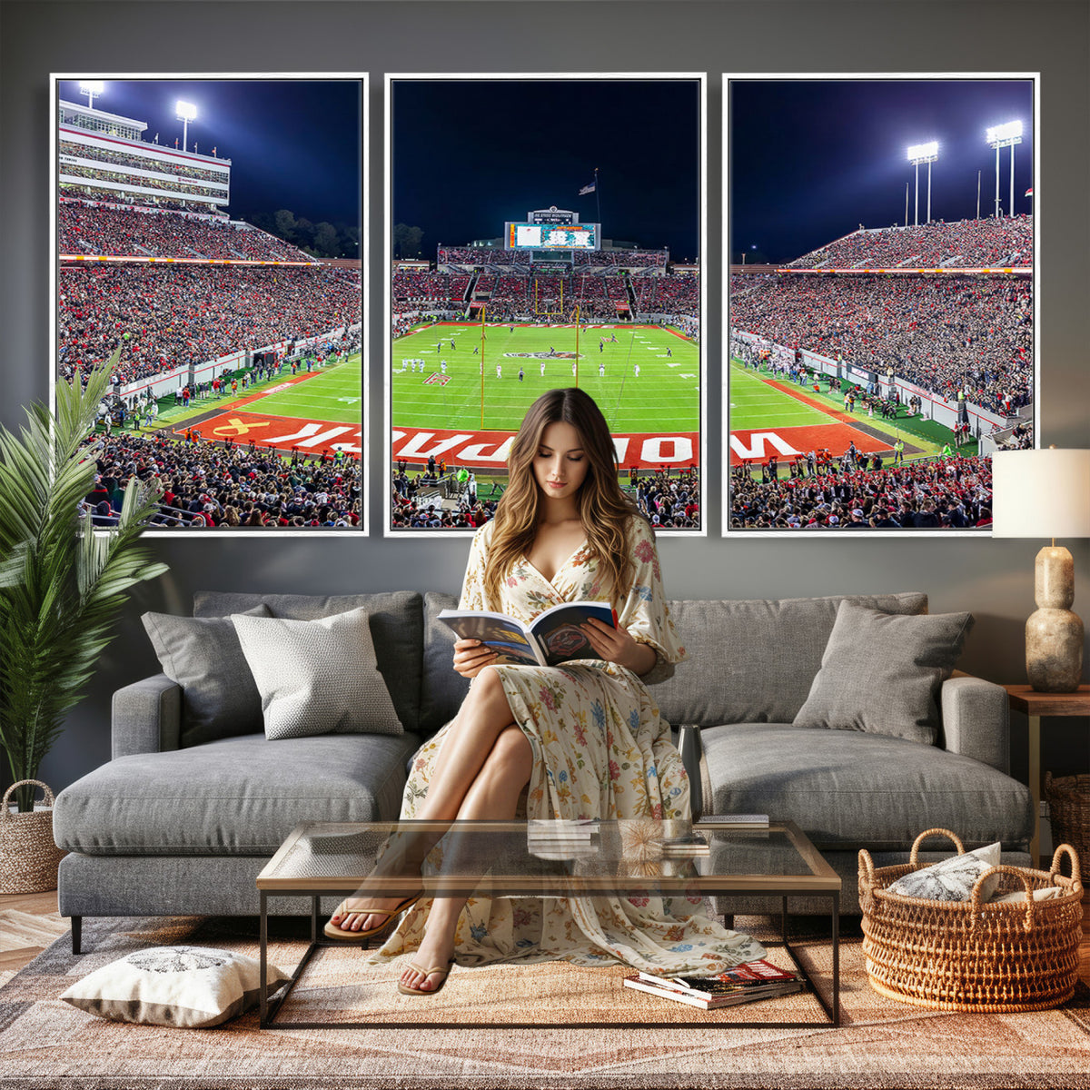 23086-MGV-CV-36X24 - NC State Wolfpack Canvas Print - Raleigh Carter-Finley Stadium Wall Art, Football Team Canvas Print