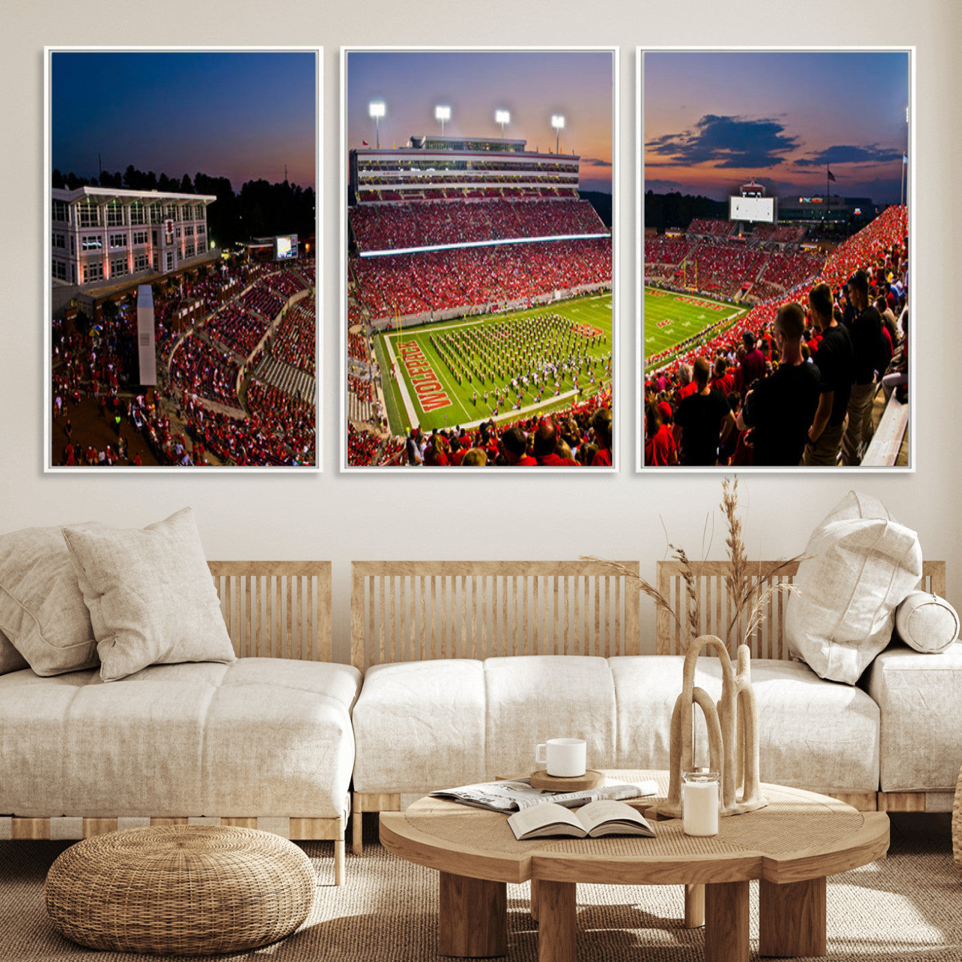 MGV-FC-60X30-3P - NC State Wolfpack Football Team Print - Raleigh Carter-Finley Stadium Wall Art Canvas Print