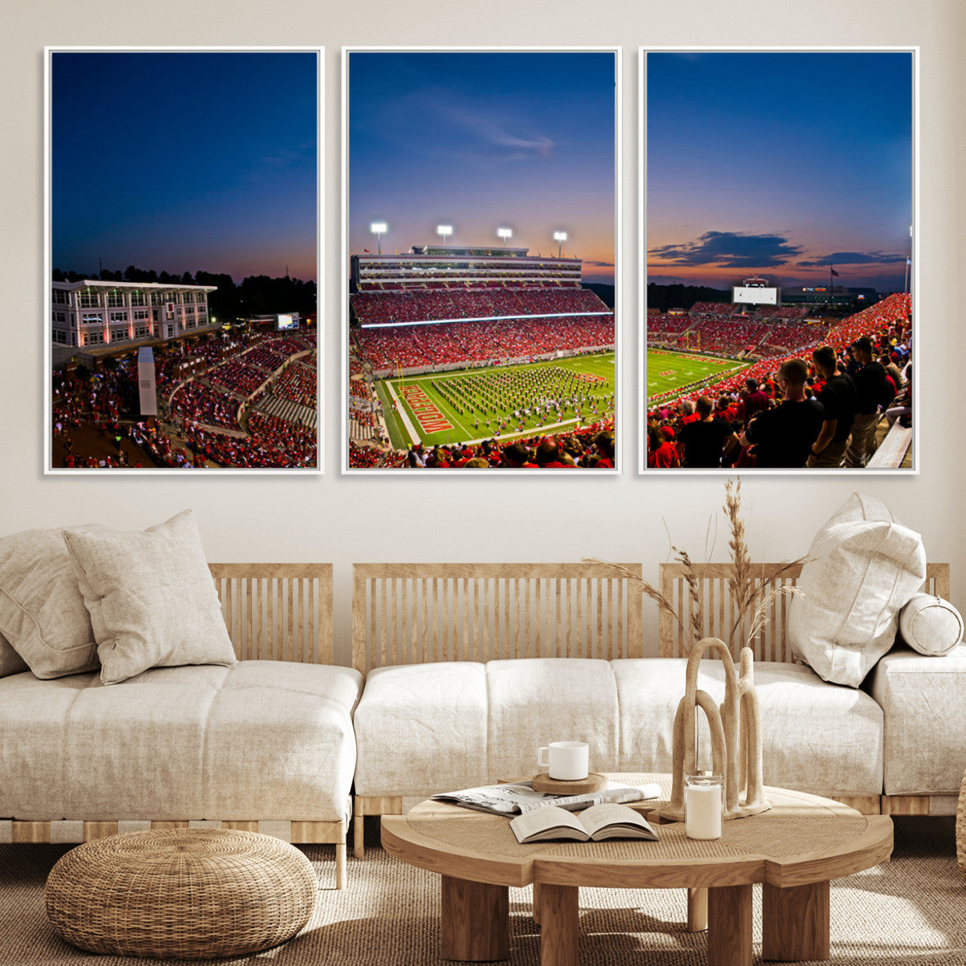 MGV-FC-60X30-3P - NC State Wolfpack Football Team Print - Raleigh Carter-Finley Stadium Wall Art Canvas Print