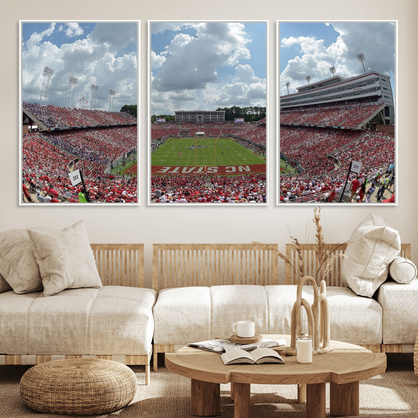 MGV-FC-60X30-3P - NC State Wolfpack Football Team Print Canvas- Raleigh Carter-Finley Stadium Wall Art Canvas Print