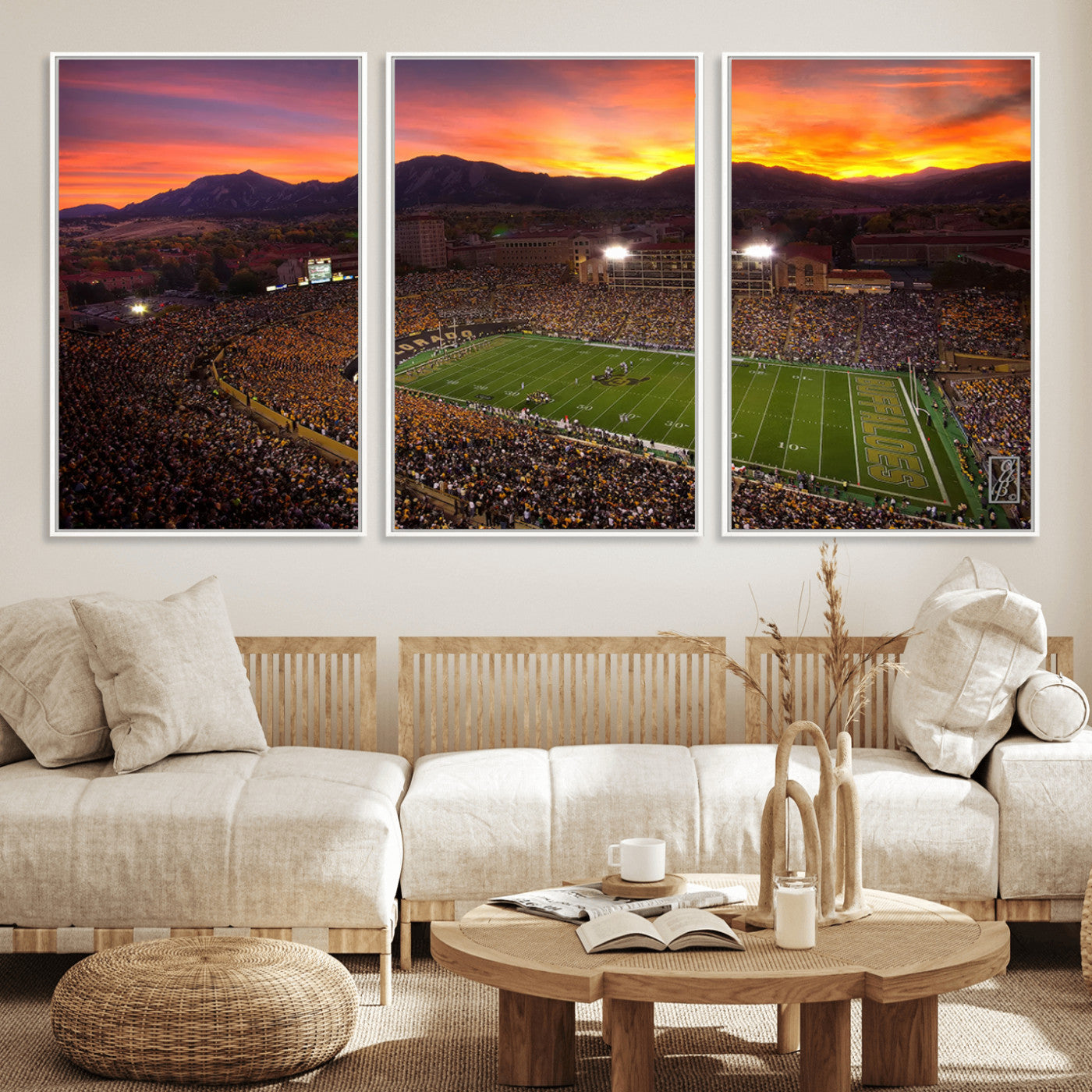 MGV-FC-60X30-3P - Colorado Buffaloes Football Team Print - Boulder Folsom Field Stadium Wall Art Canvas Print