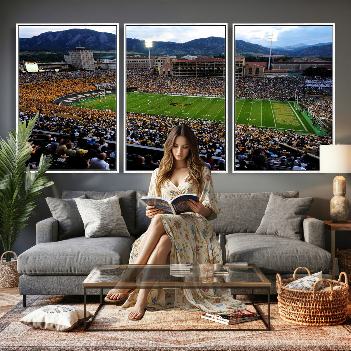 69409-MGV-CV-36X24 - Colorado Buffaloes Canvas Print - Boulder Folsom Field Stadium Wall Art Canvas Print, Football Print