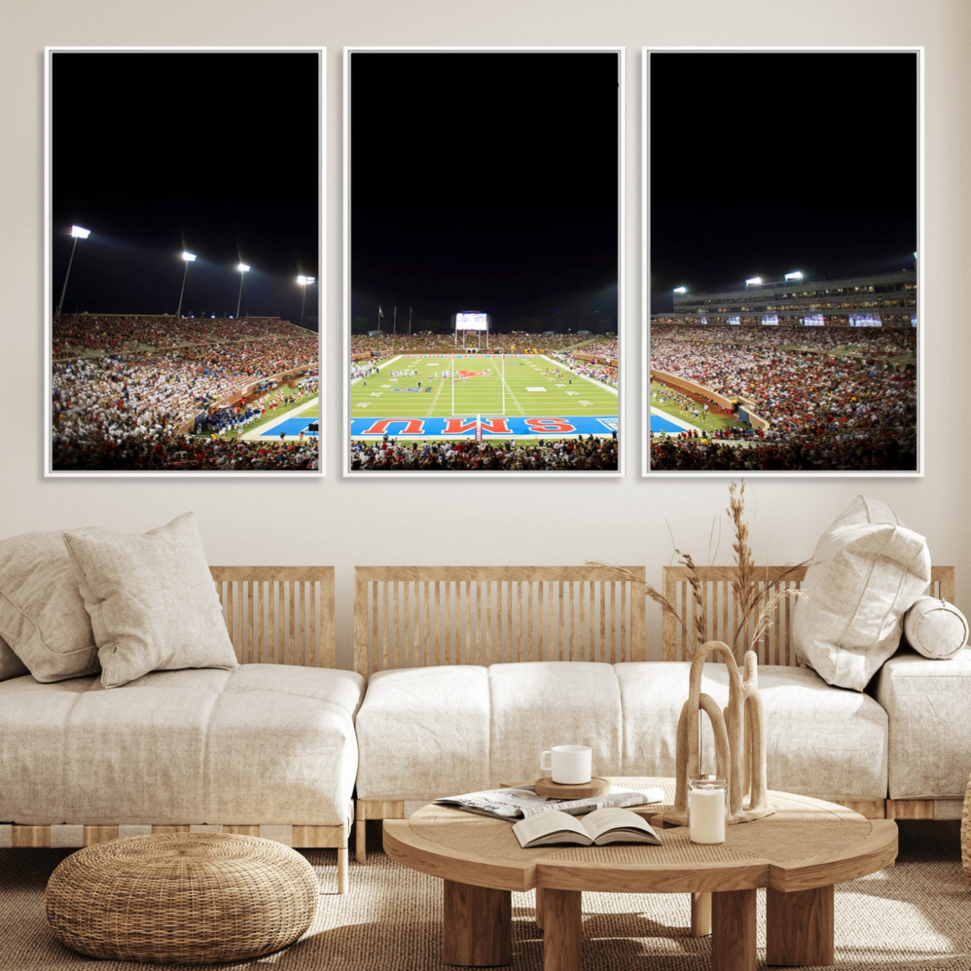MGV-FC-60X30-3P - SMU Mustangs Football Team Print - Dallas Gerald J. Ford Stadium Wall Art Canvas Print