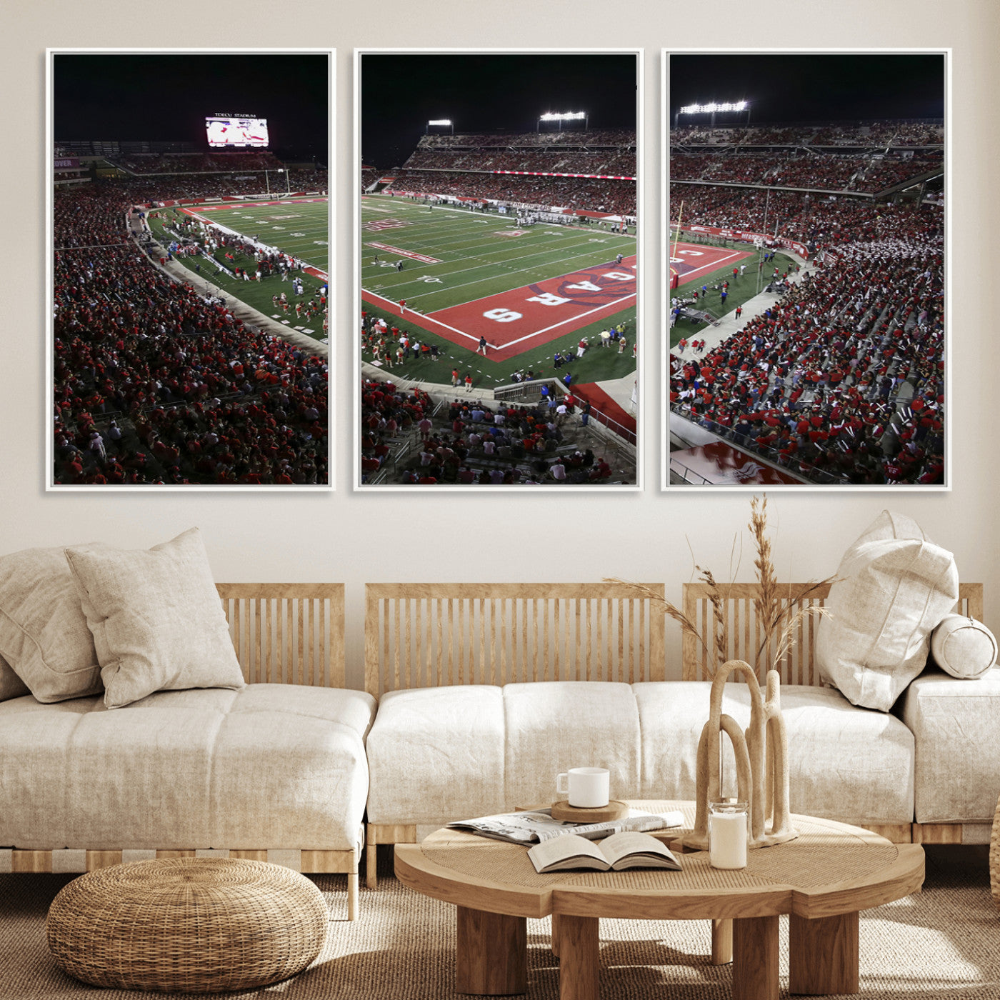 MGV-FC-60X30-3P - Houston Cougars Football Team Print - Houston TDECU Stadium Wall Art Canvas Print