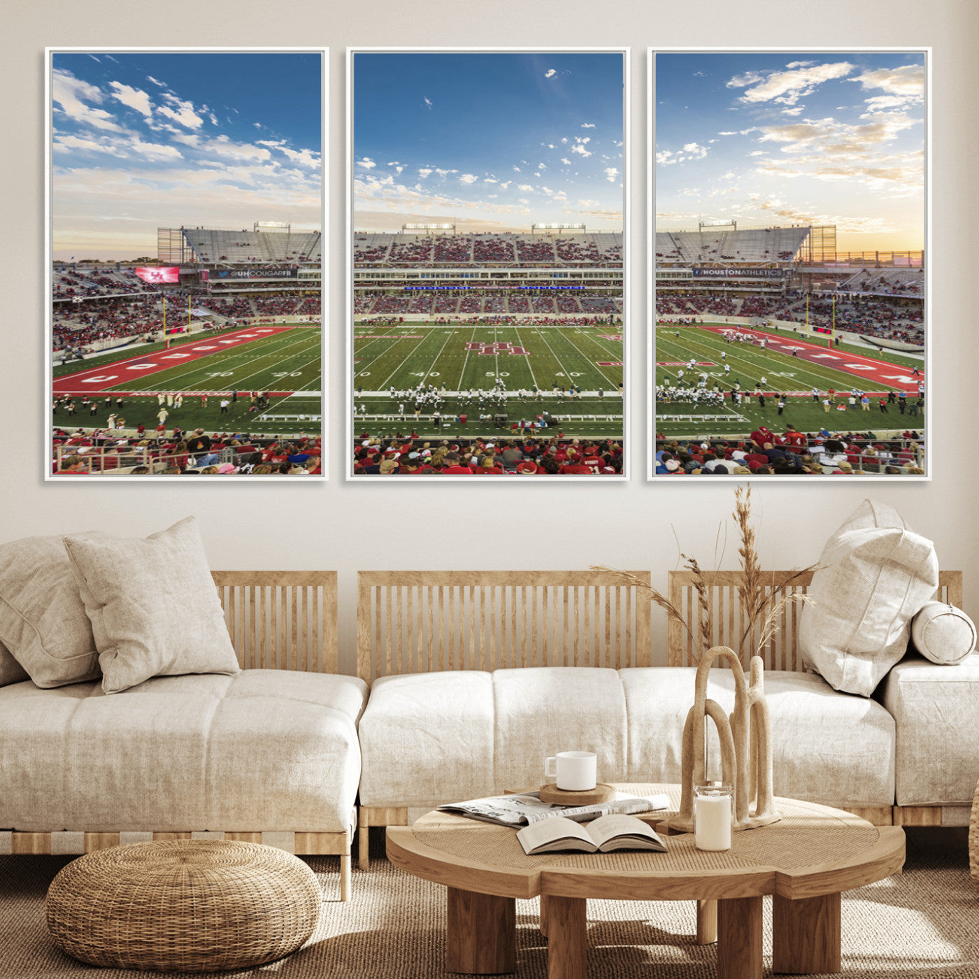 MGV-FC-60X30-3P - Framed Houston Cougars Football Team Print - Houston TDECU Stadium Wall Art Canvas Print