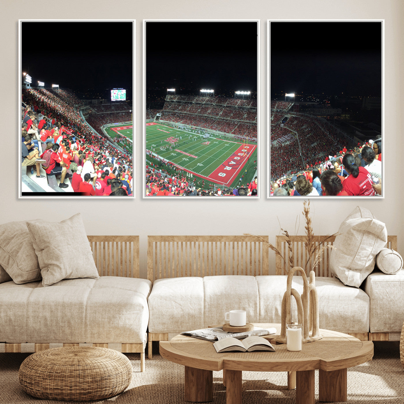 MGV-FC-60X30-3P - Houston Cougars Football Team Print - Houston TDECU Stadium Wall Art Canvas Print