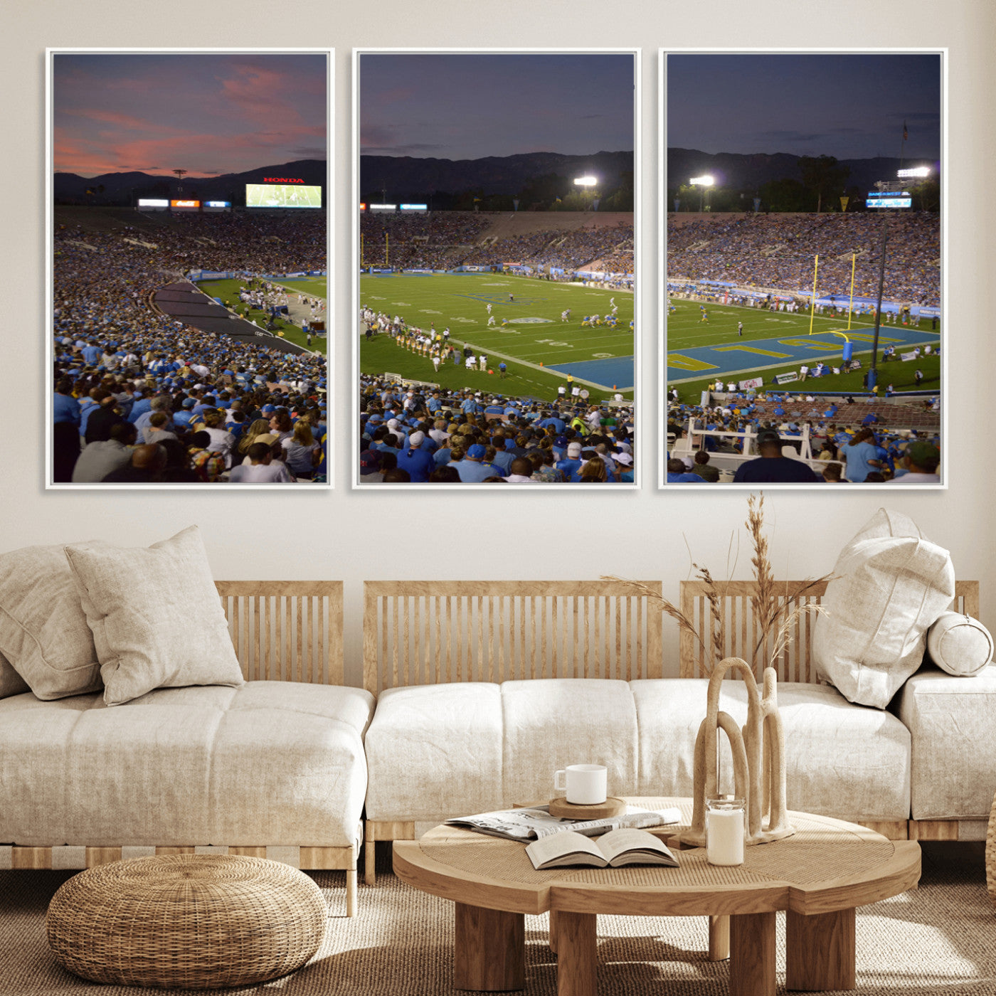 MGV-FC-60X30-3P - UCLA Bruins Football Team Print - Pasadena Rose Bowl Stadium Wall Art Canvas Print
