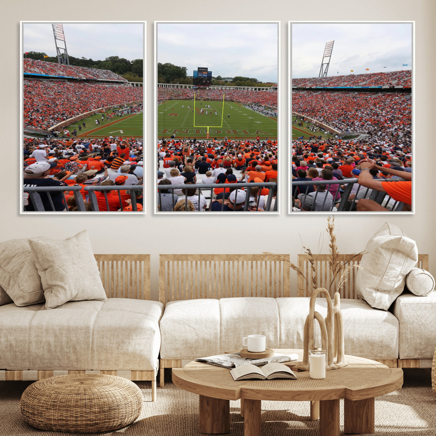 MGV-FC-60X30-3P - Virginia Cavaliers Football Team Print - Charlottesville Scott Stadium Print Wall Art Canvas