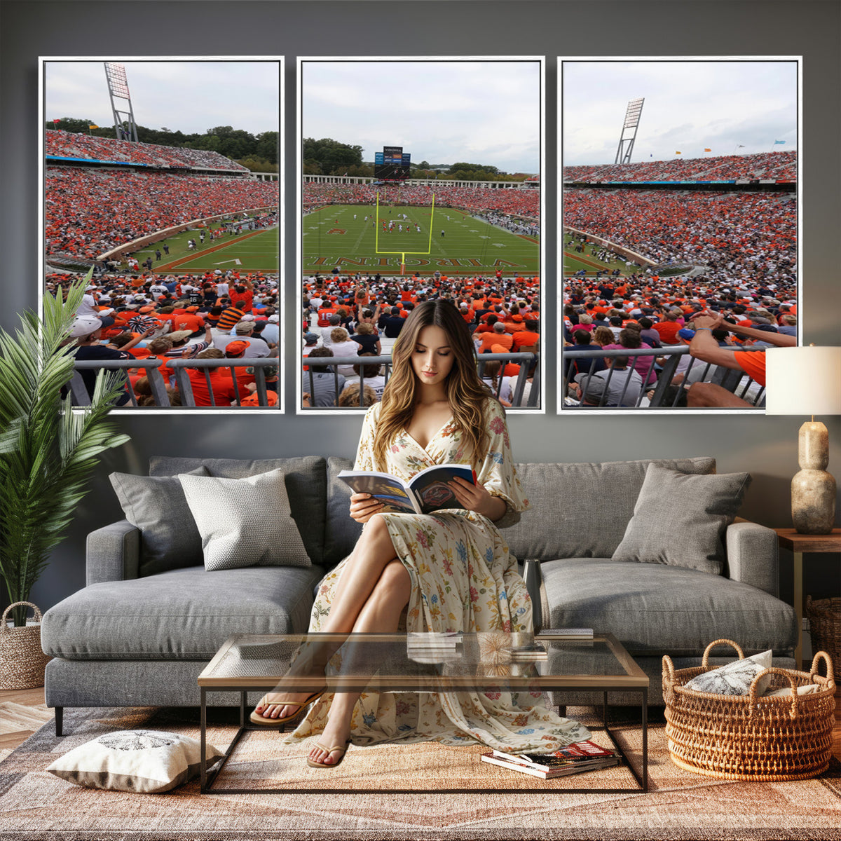 63606-MGV-CV-36X24 - Virginia Cavaliers Football Team Print, Charlottesville, Extra Large Game Room Wall Decor