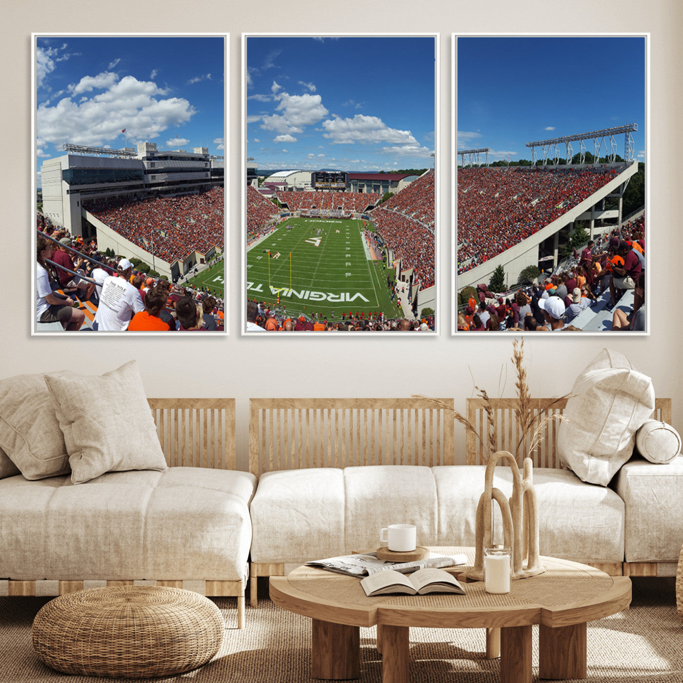 MGV-FC-60X30-3P - Virginia Tech Hokies Football Team Print - Blacksburg Lane Stadium Wall Art Canvas Print