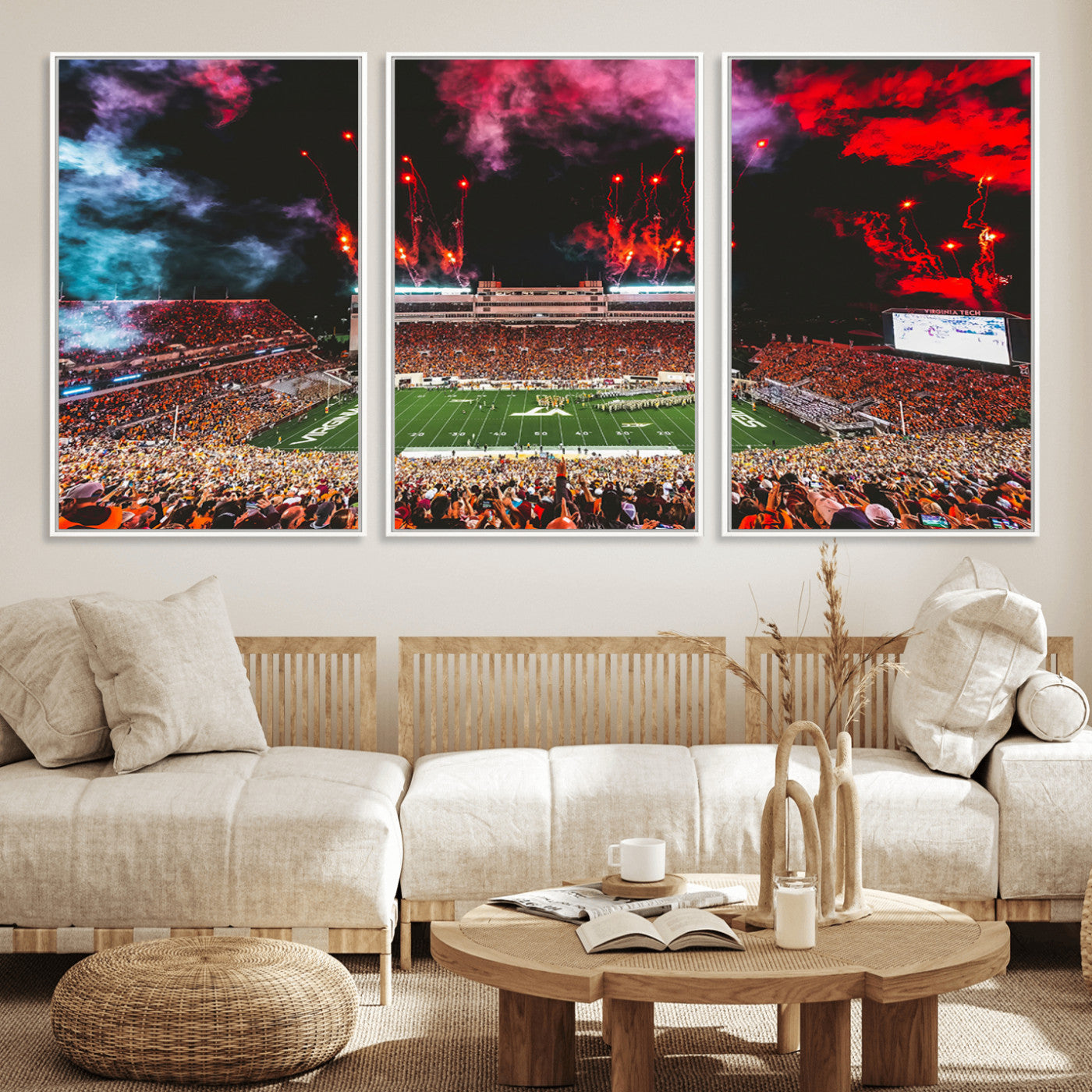 MGV-FC-60X30-3P - Virginia Tech Hokies Football Team Print - Blacksburg Lane Stadium Wall Art Canvas Print