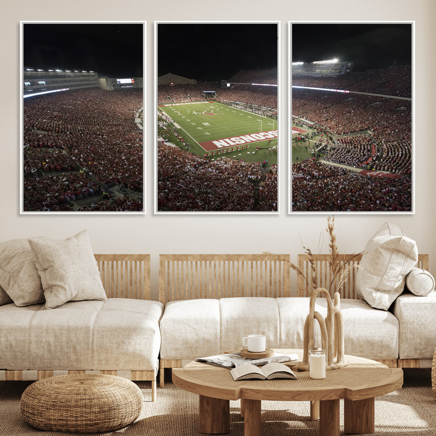 MGV-FC-60X30-3P - Wisconsin Badgers Football Team Print - Madison Camp Randall Stadium Wall Art Canvas Print