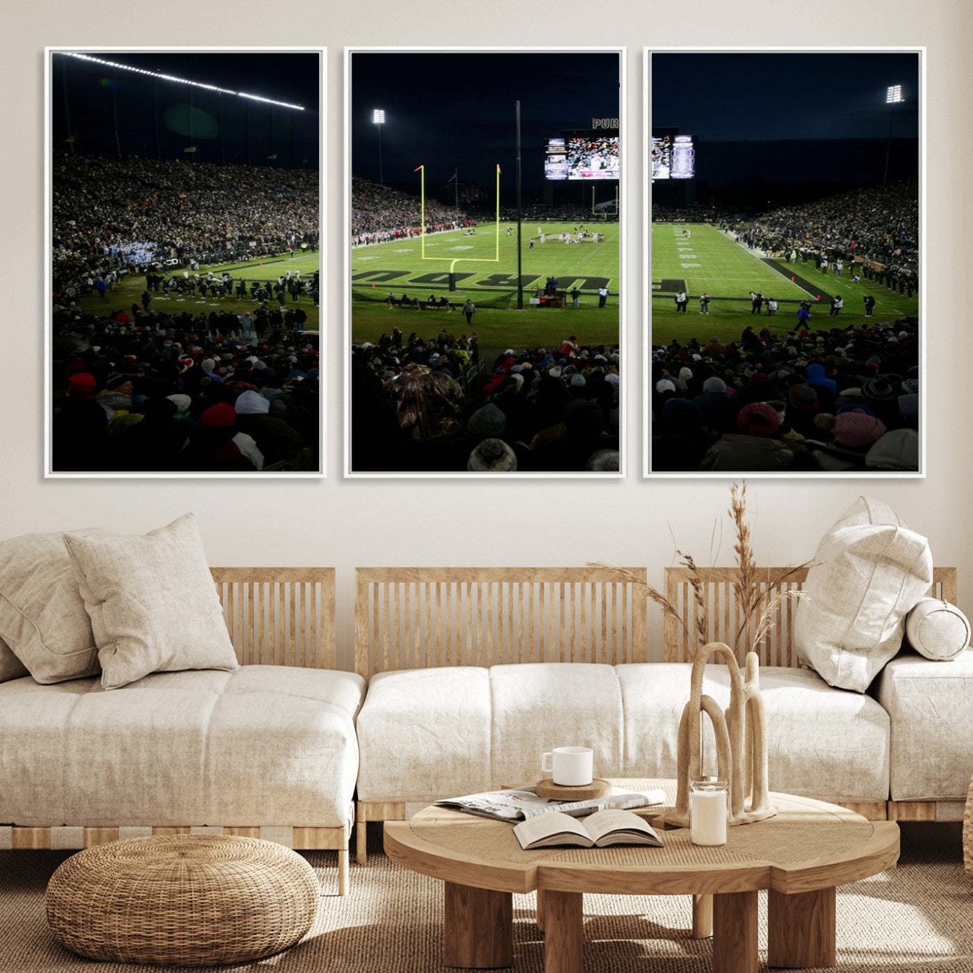 MGV-FC-60X30-3P - Purdue Boilermakers Football Team Print - West Lafayette Ross–Ade Stadium Wall Art Canvas Print