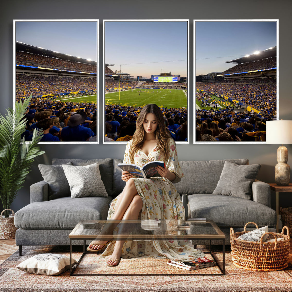 41853-MGV-CV-36X24 - Pittsburgh Panthers Football Team Print - Pittsburgh Acrisure Stadium Wall Art Canvas Print