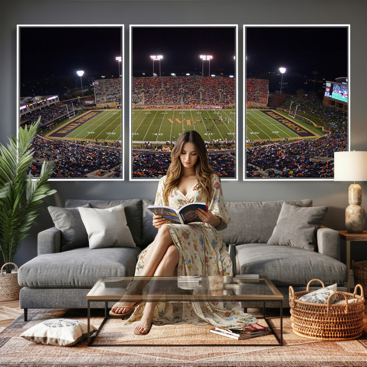26033-MGV-CV-36X24 - Demon Deacons Print Canvas, Football Team Print