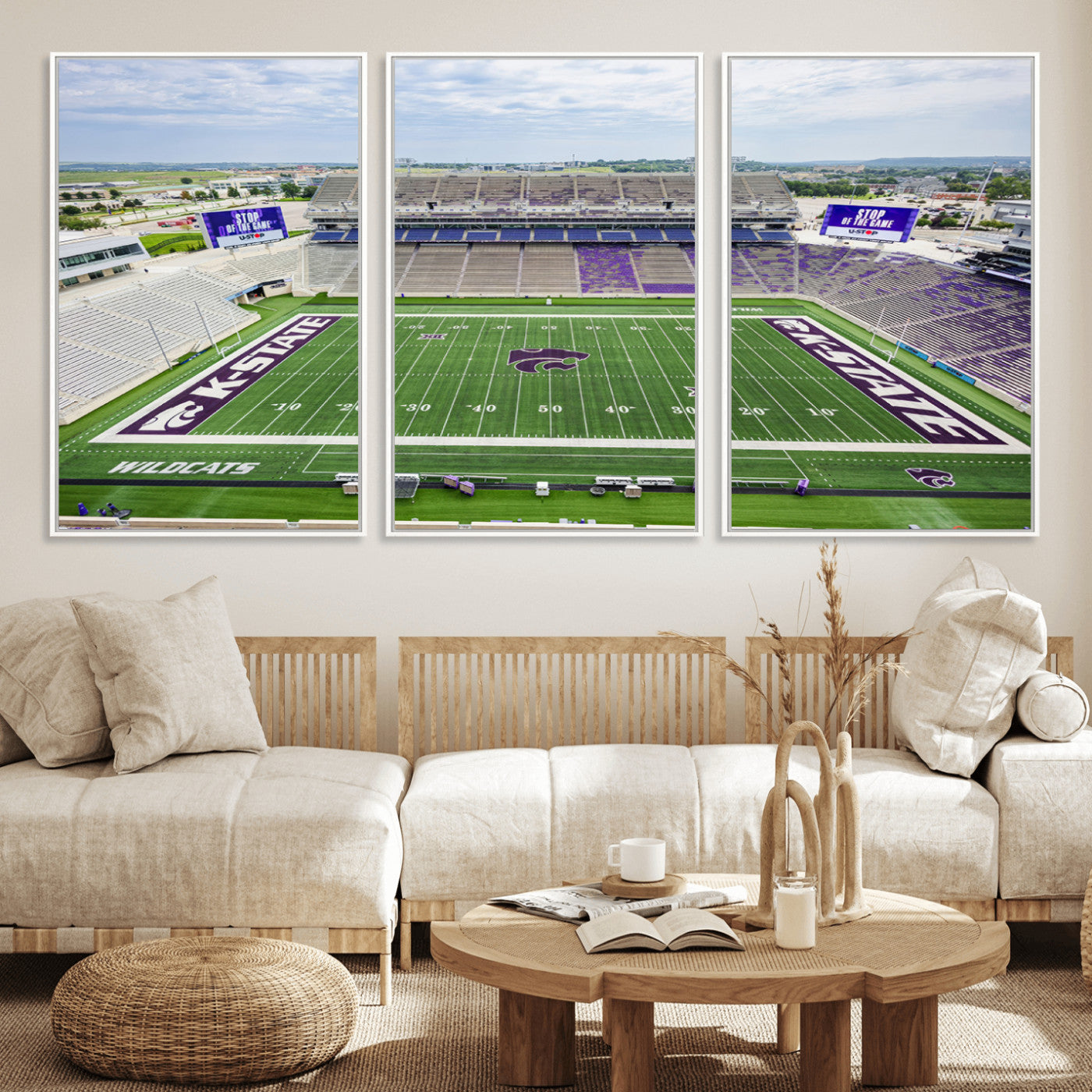 MGV-FC-60X30-3P - KState Wildcats Football Team Print - Manhattan Bill Snyder Family Football Stadium Wall Art Canvas