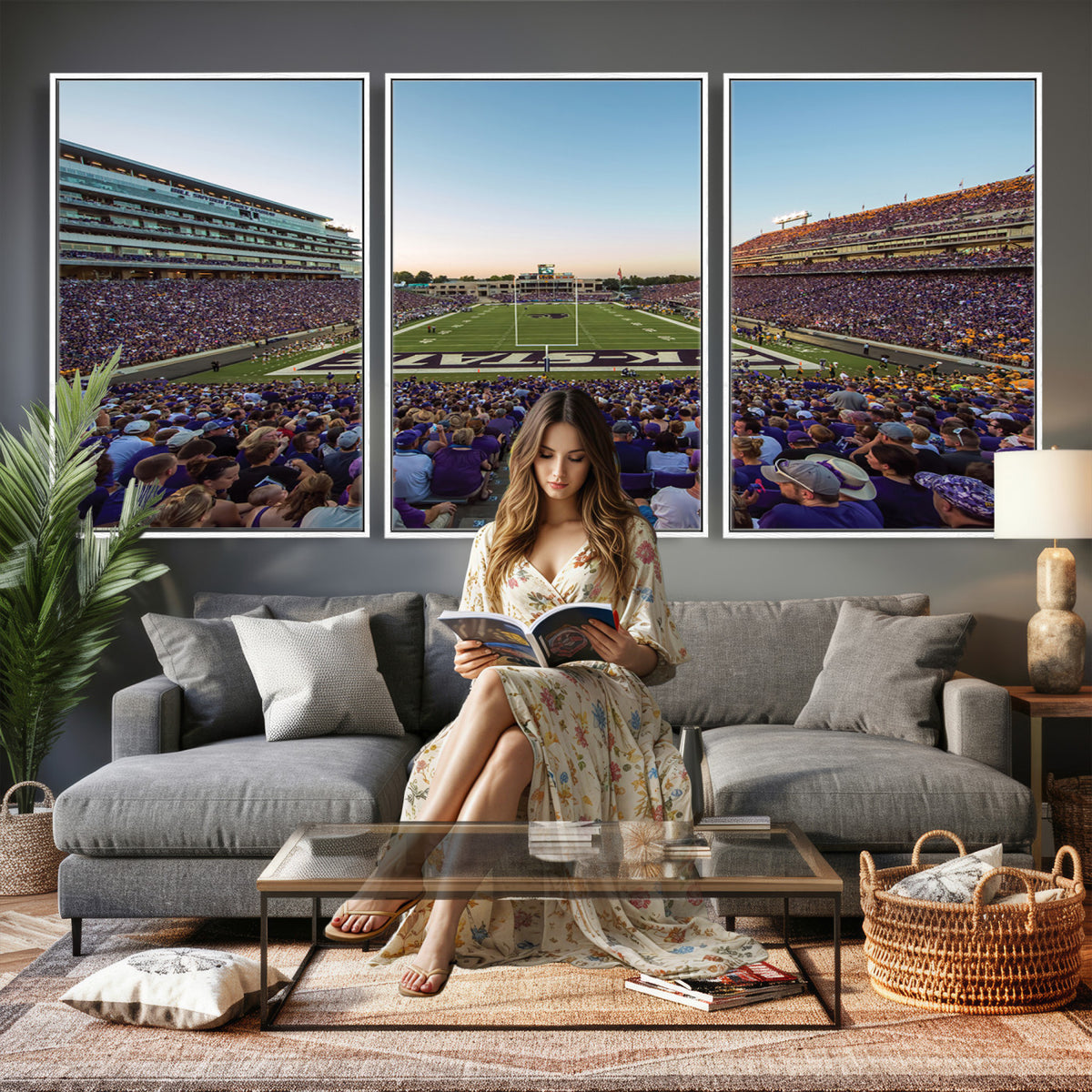 82792-MGV-CV-36X24 - Kansas State University Wildcats Football Team Print - Manhattan Bill Snyder Family Football Stadium