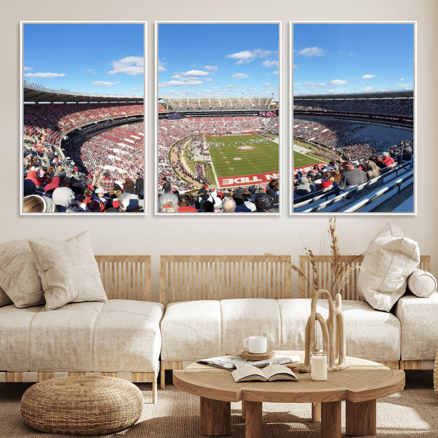 MGV-FC-60X30-3P - University of Alabama Crimson Tide Print Wall Art - Tuscaloosa Bryant-Denny Stadium Wall Art Canvas