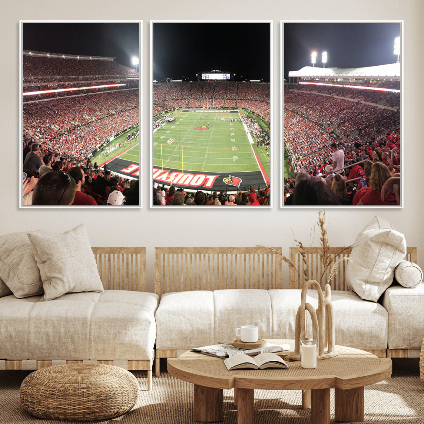 MGV-FC-60X30-3P - University of Louisville Cardinals Football Team Print - Louisville Cardinal Stadium Wall Art Canvas