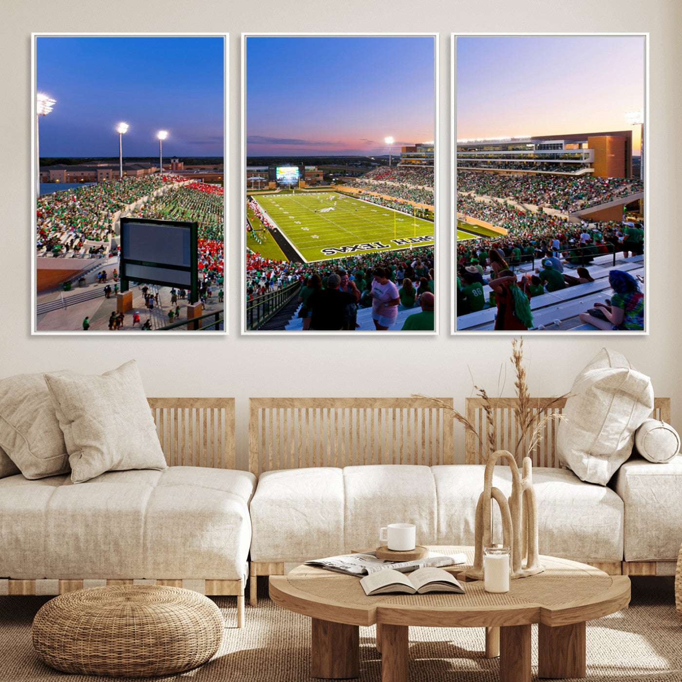 MGV-FC-60X30-3P - University of North Texas Mean Green Football Team Print - Denton DATCU Stadium Canvas Print Wall