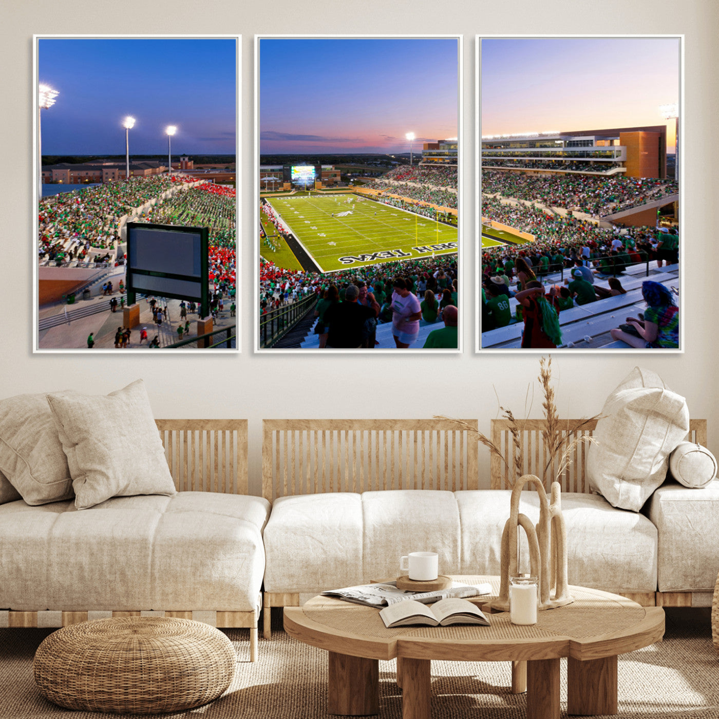 MGV-FC-60X30-3P - University of North Texas Mean Green Football Team Print - Denton DATCU Stadium Wall Art Canvas
