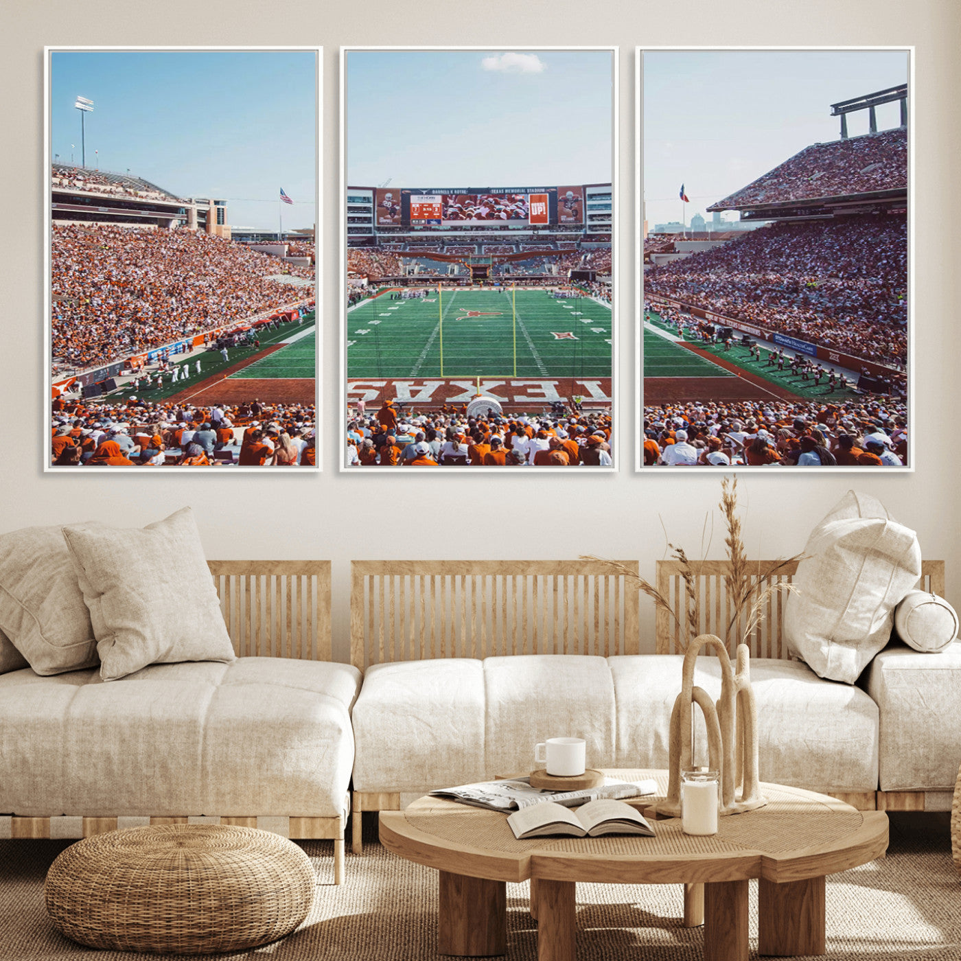 MGV-FC-60X30-3P - Framed Texas Memorial Stadium Canvas, University of Texas Longhorns Football Team Print - Austin