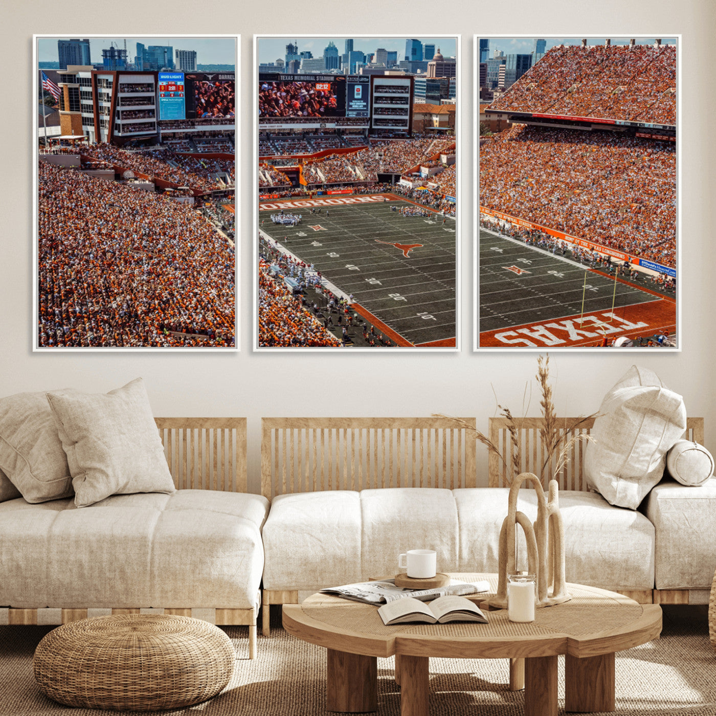 MGV-FC-60X30-3P - University of Texas Longhorns Football Team Print - Austin Darrell K Royal-Texas Memorial Stadium