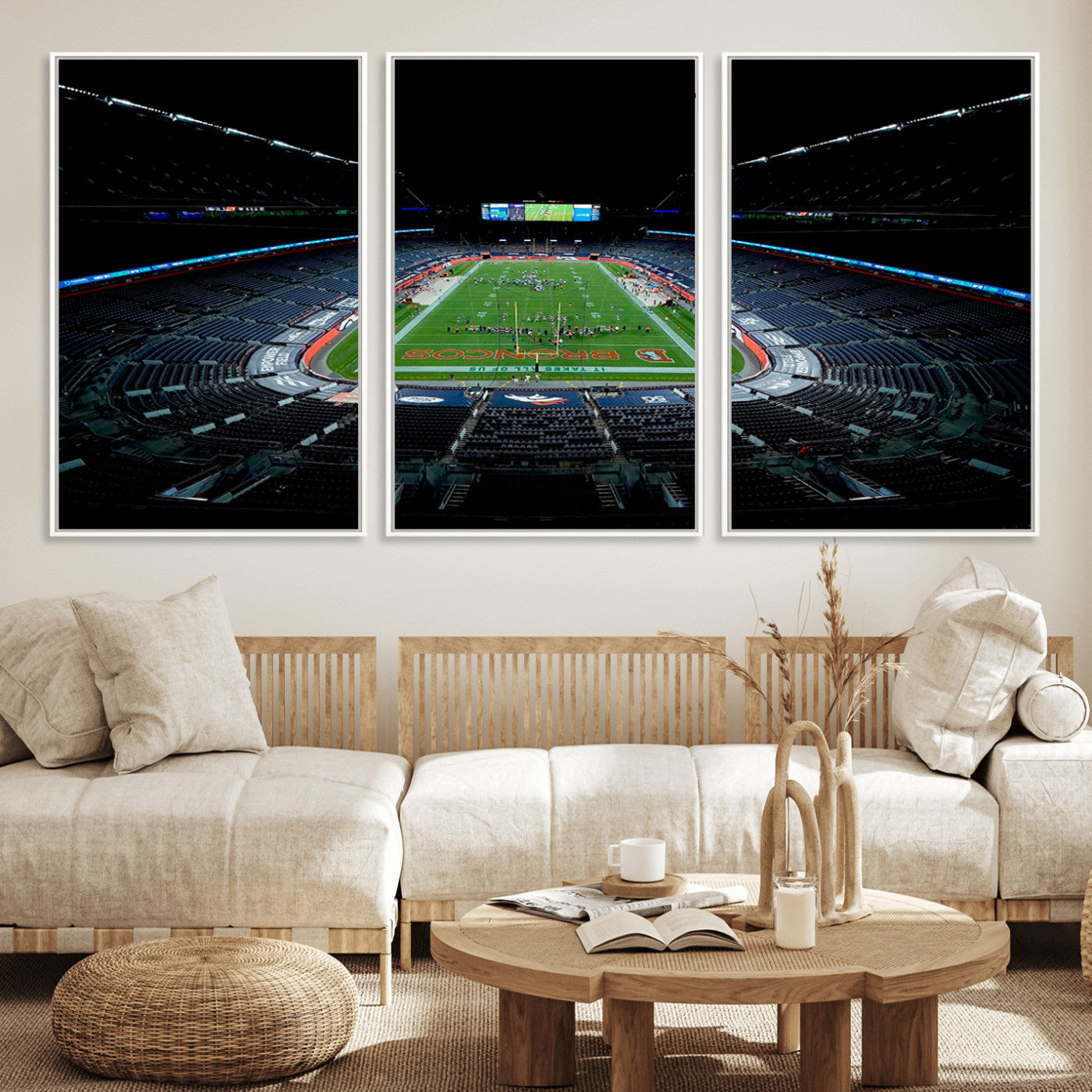 MGV-FC-60X30-3P - Denver Broncos Football Team Print Canvas- Denver Empower Field at Mile High Stadium Wall Art Canvas