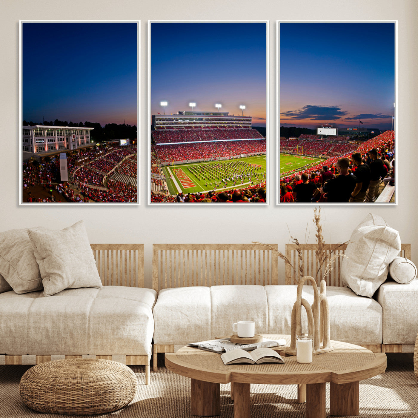 MGV-FC-60X30-3P - Wolfpack Football Team Wall Art Print - Raleigh Carter-Finley Stadium Wall Art Canvas Print