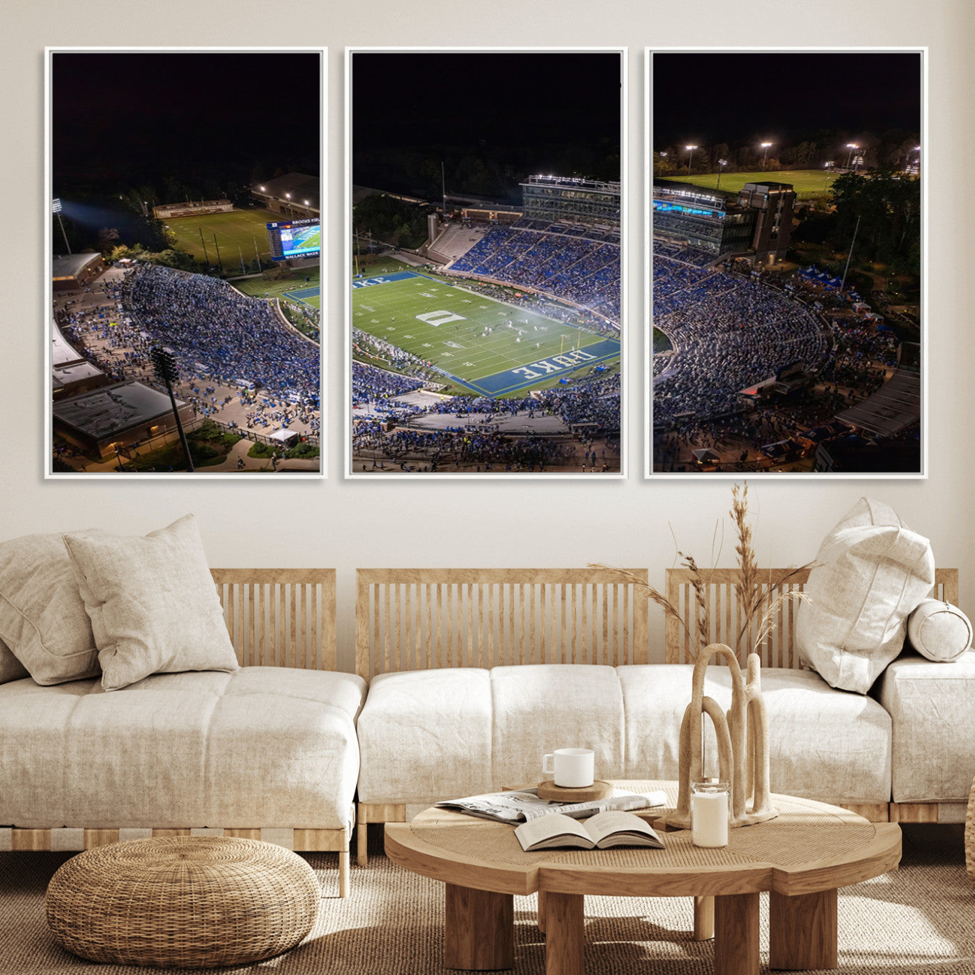 MGV-FC-60X30-3P - Duke University Blue Devils Football Print Canvas - Durham Wallace Wade Stadium Wall Art Canvas