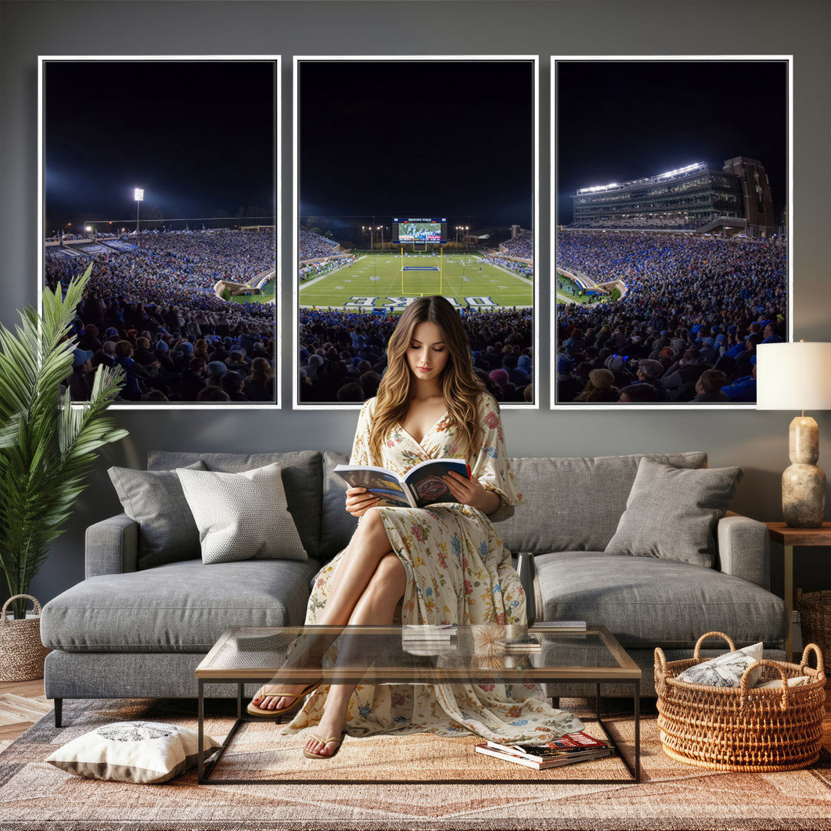 21070-MGV-CV-36X24 - Duke University Blue Devils Football Team Print - Durham Wallace Wade Stadium Wall Art Canvas Print