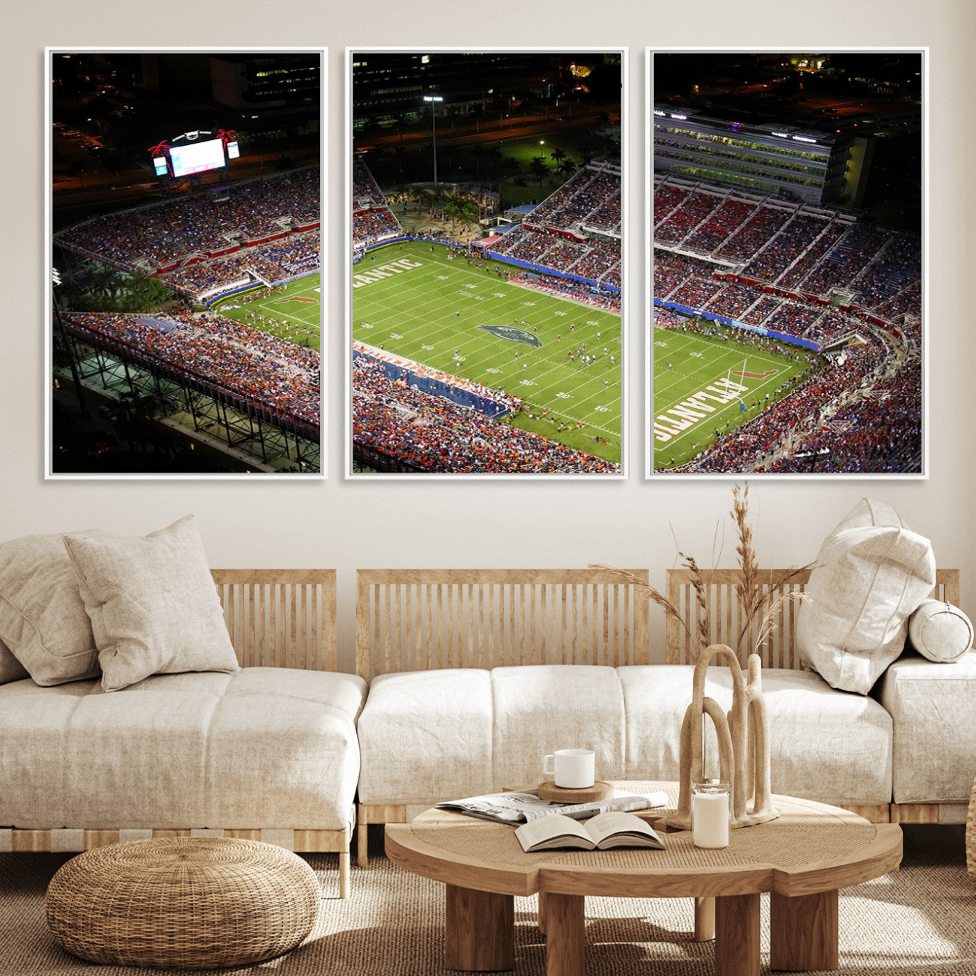 MGV-FC-60X30-3P - Florida Atlantic University Owls Canvas Print, Football Team Print - Boca Raton FAU Stadium Wall Art