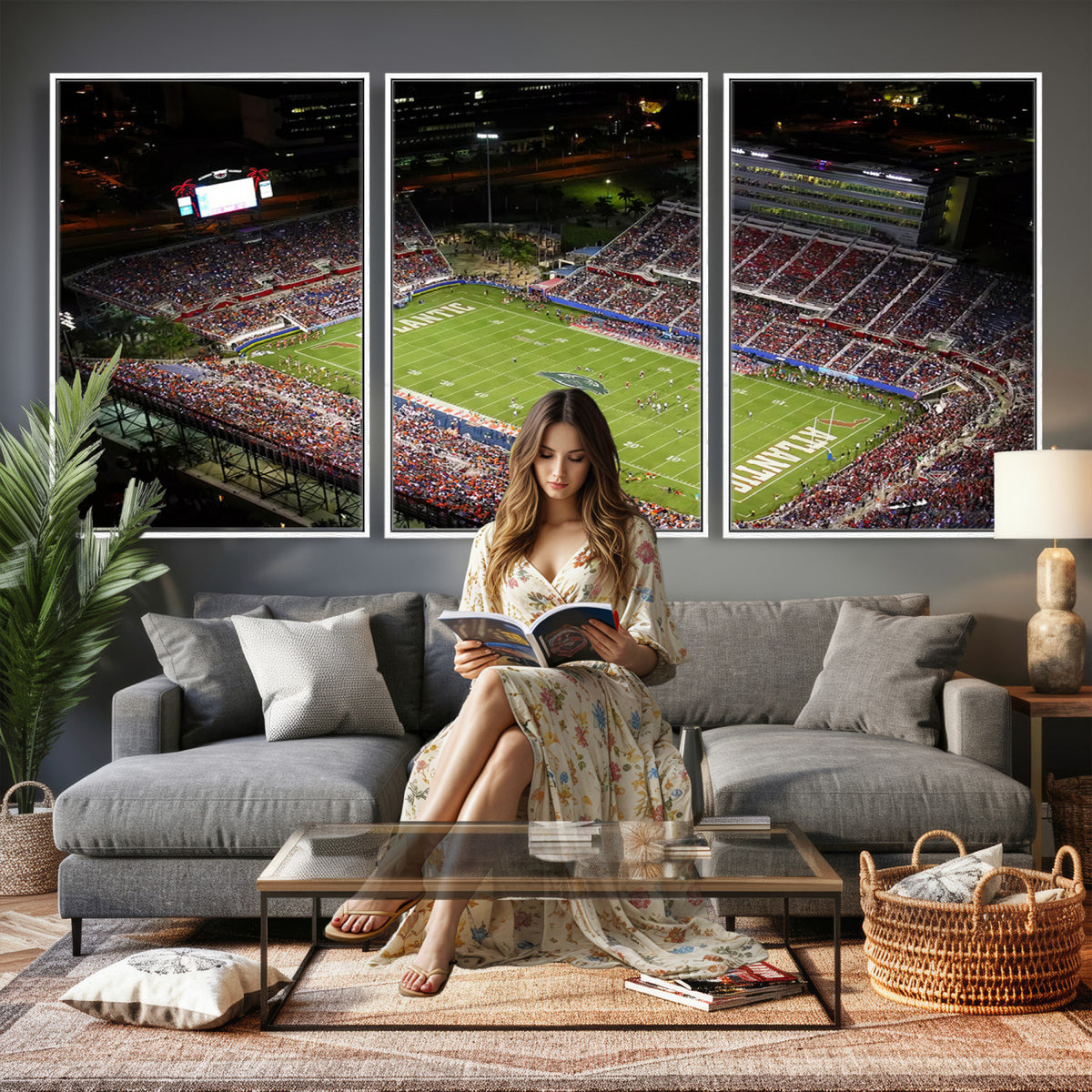 12682-MGV-CV-36X24 - Florida Atlantic University Owls Canvas Print, Football Team Print - Boca Raton FAU Stadium Wall Art