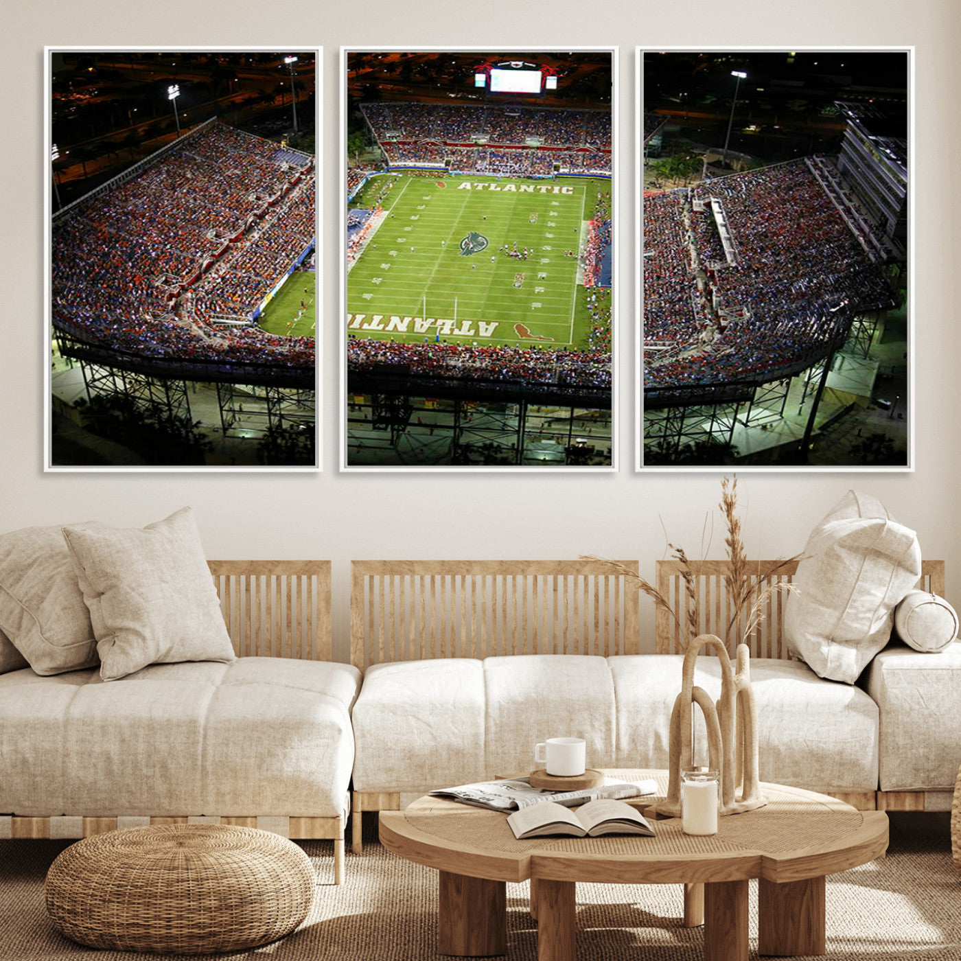 MGV-FC-60X30-3P - Florida Atlantic University Owls Football Team Print - Boca Raton FAU Stadium Wall Art Canvas Print