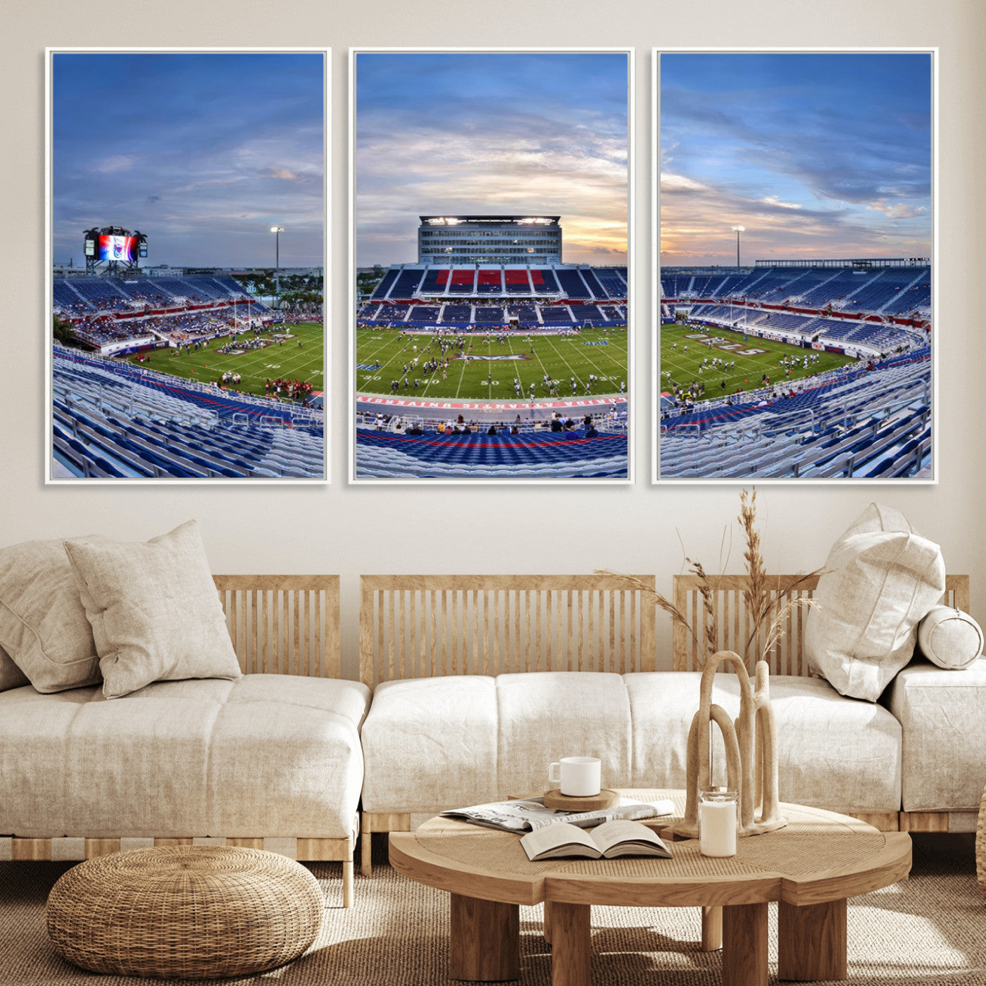 MGV-FC-60X30-3P - Florida Atlantic University Owls Football Team Print - Boca Raton FAU Stadium Wall Art Canvas Print