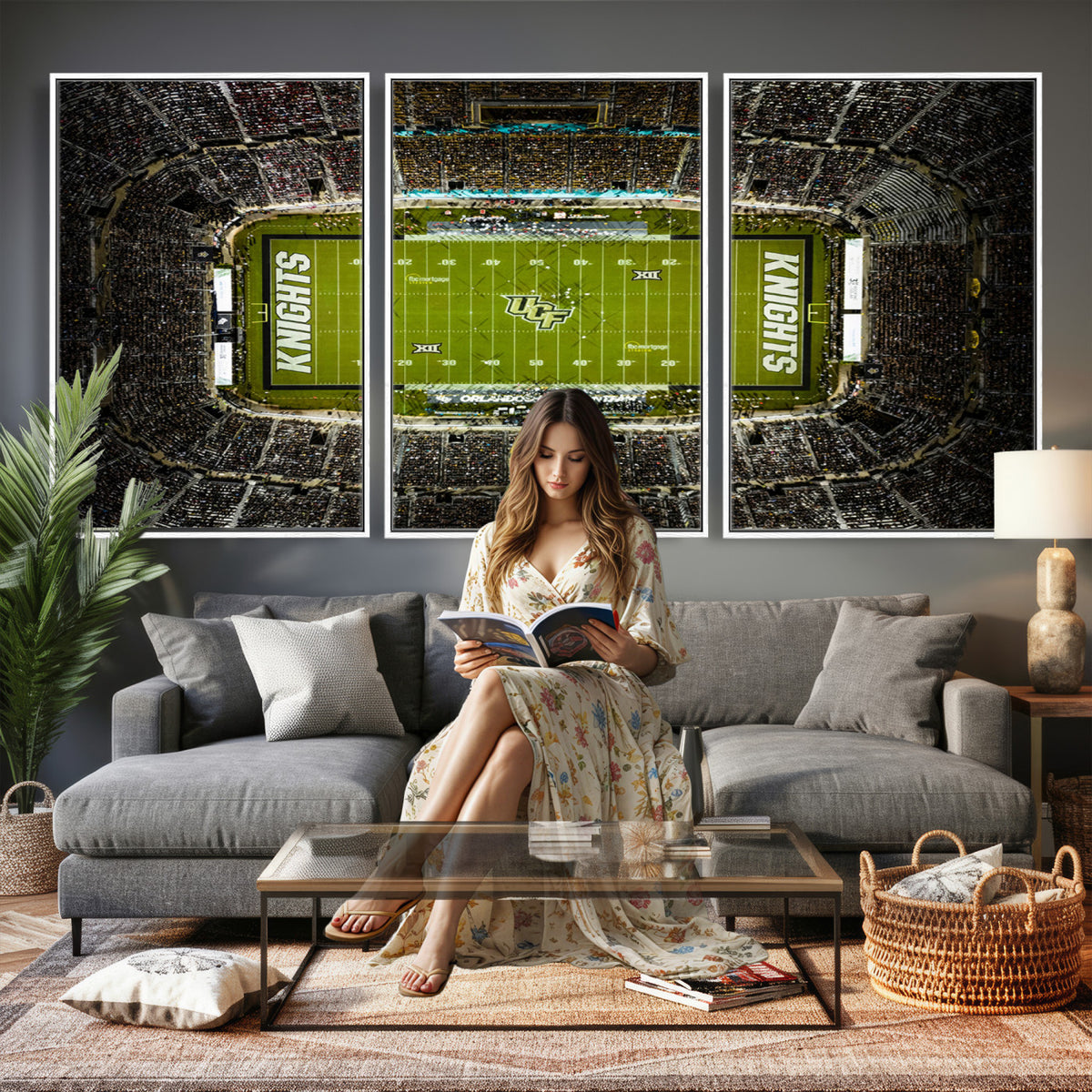 58050-MGV-CV-36X24 - UCF Knights Football Team Print - Orlando FBC Mortgage Stadium Wall Art, UCF Knights Canvas Print